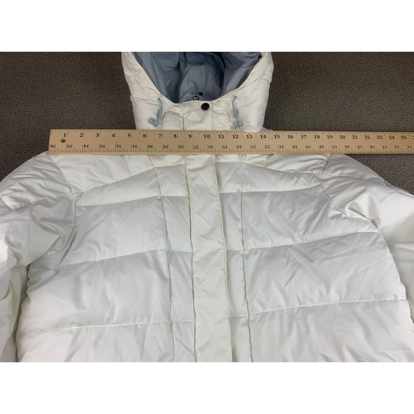 Columbia Women Medium White Puffer Jacket Hooded Down Coat
