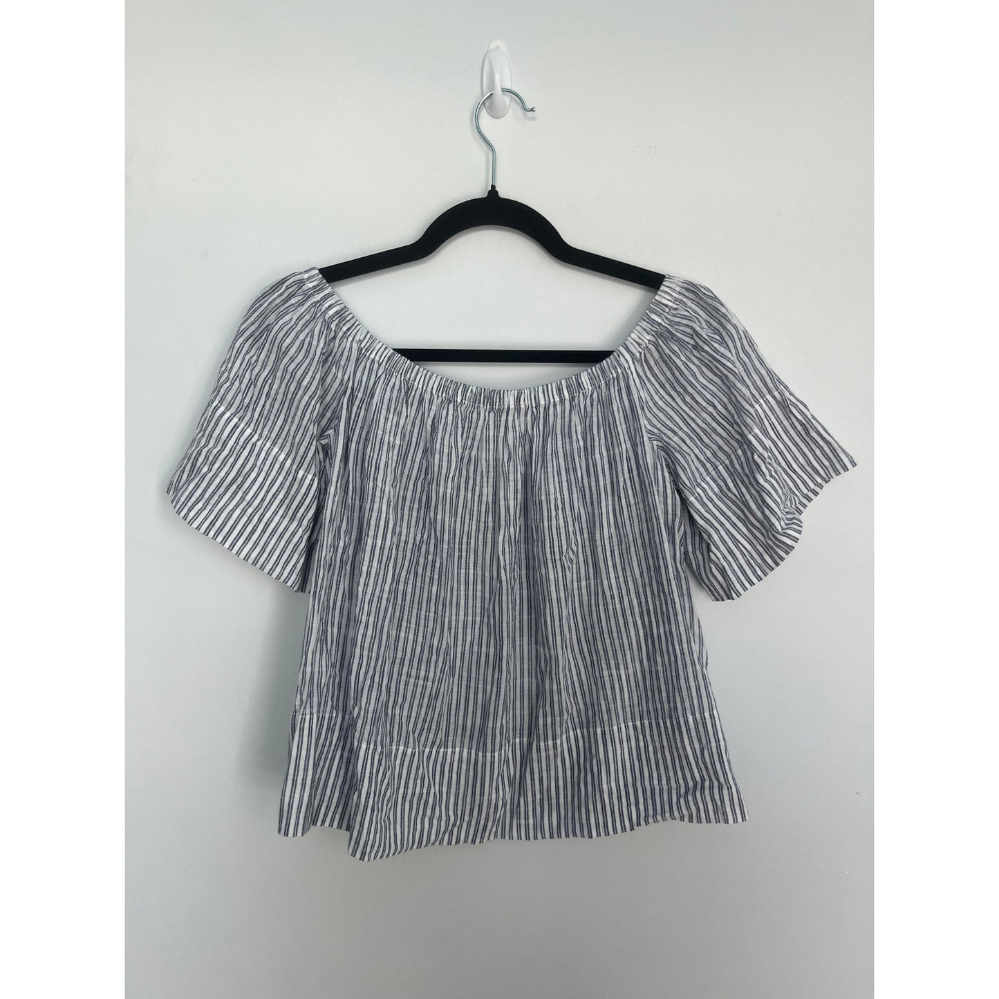 AG Adriano Goldschmied Striped Linen Blouse Women M Off Shoulder Summer Top