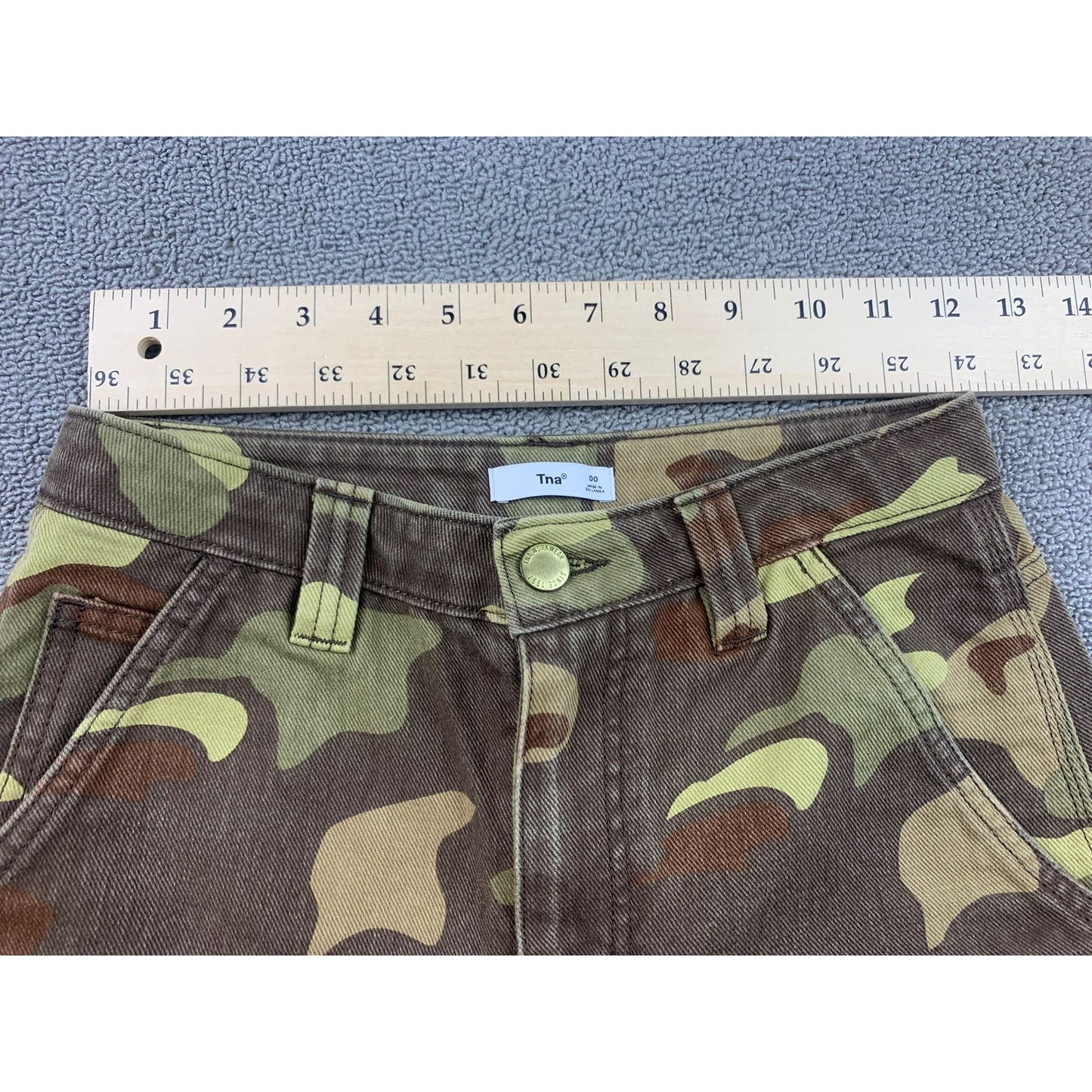 TNA Aritzia Women 00 Green Camo Greenwich Carpenter Straight Leg Pants