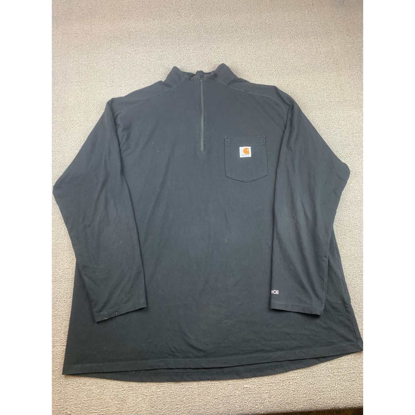 Carhartt Sweater Mens 2XL Black 1/4 Quarter Zip Performance Pullover Logo