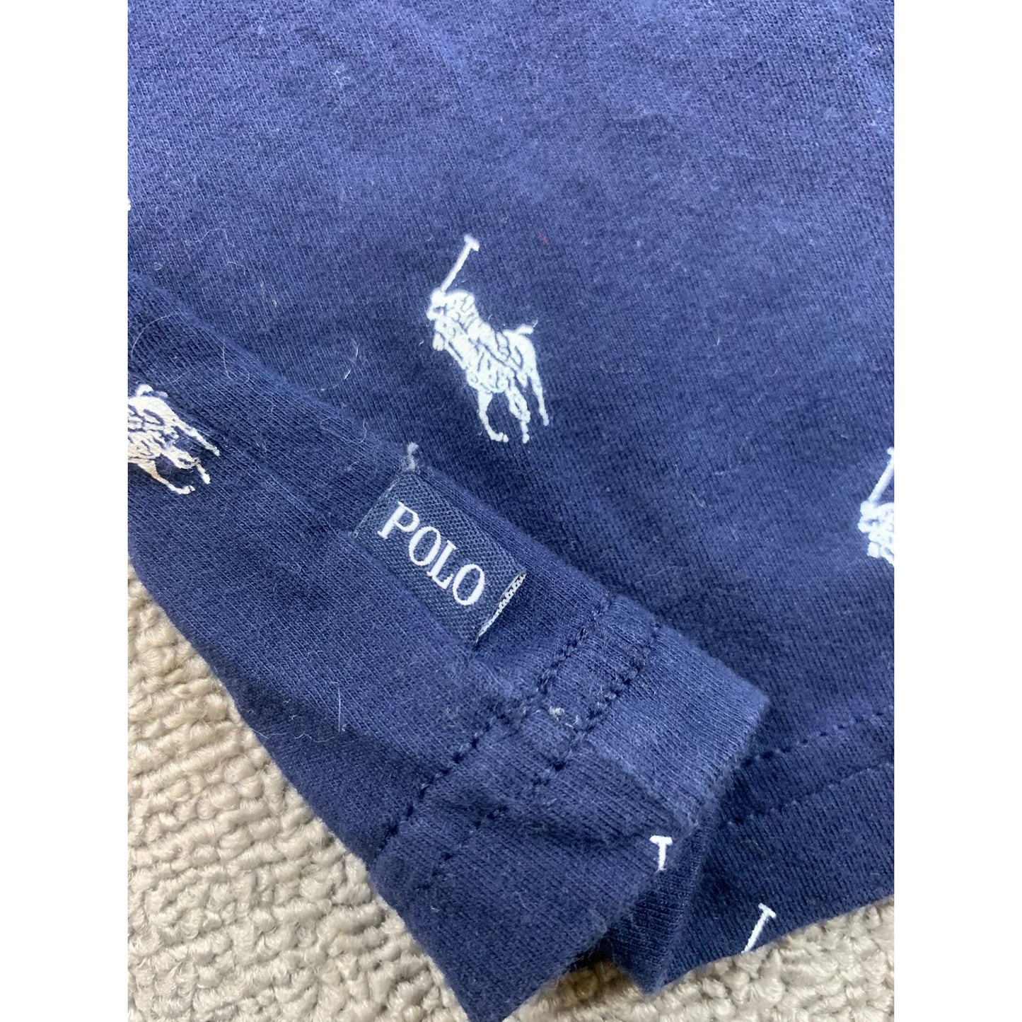 Polo Ralph Lauren Men's Medium Navy All Over Print Crewneck T-Shirt