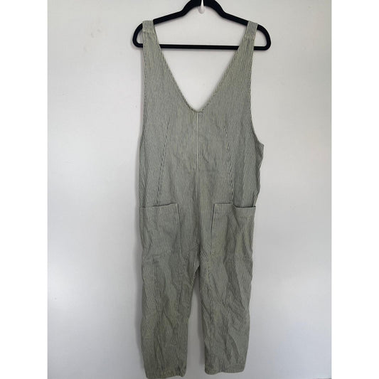 We The Free Striped Overalls Women S Relaxed Fit Cotton Jumpsuit Pockets