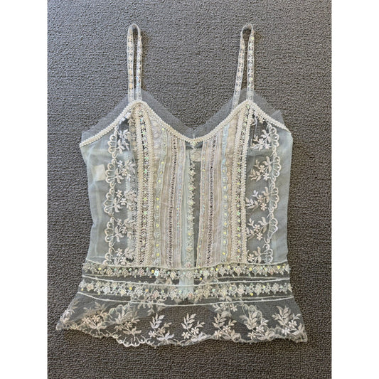 Mónica Socolovsky Female Sheer Lace Sequined Camisole Top Size 36 Blouse