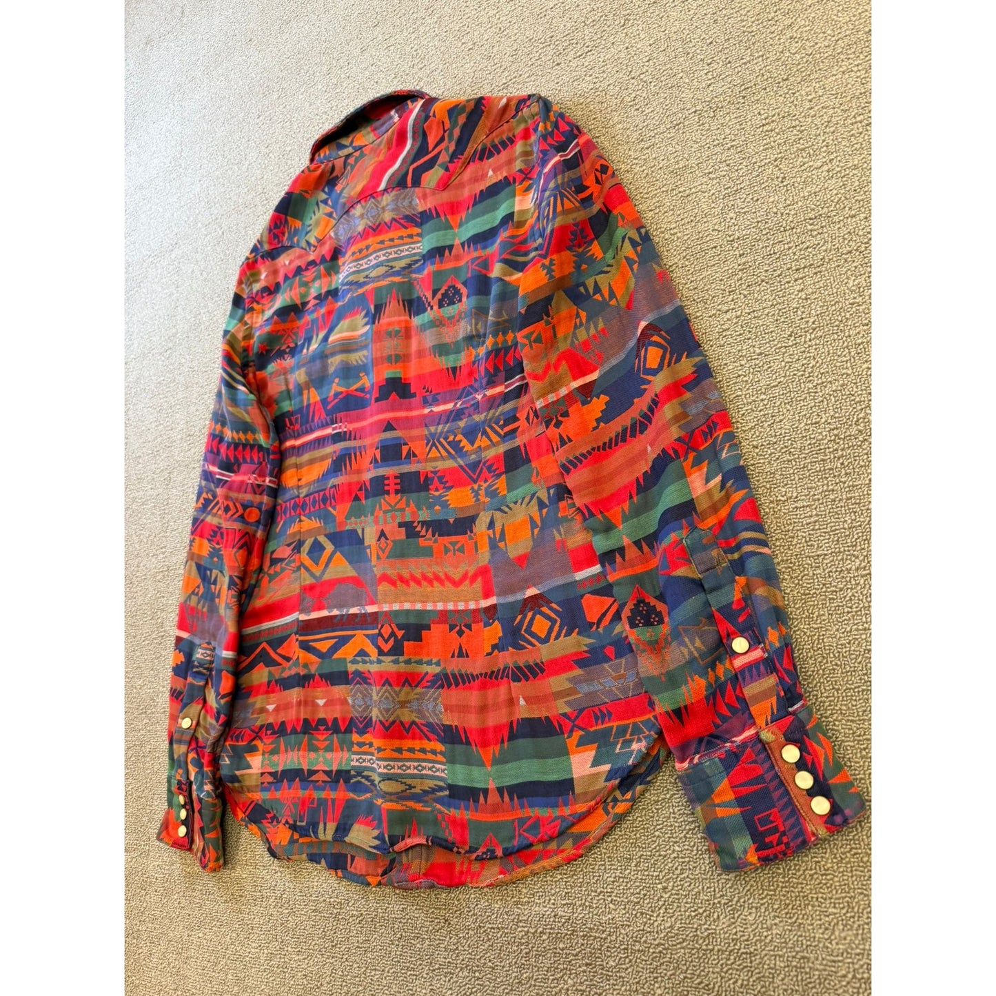 Polo Ralph Women Lauren Southwestern Aztec Navajo Western Shirt Large L Snap Button