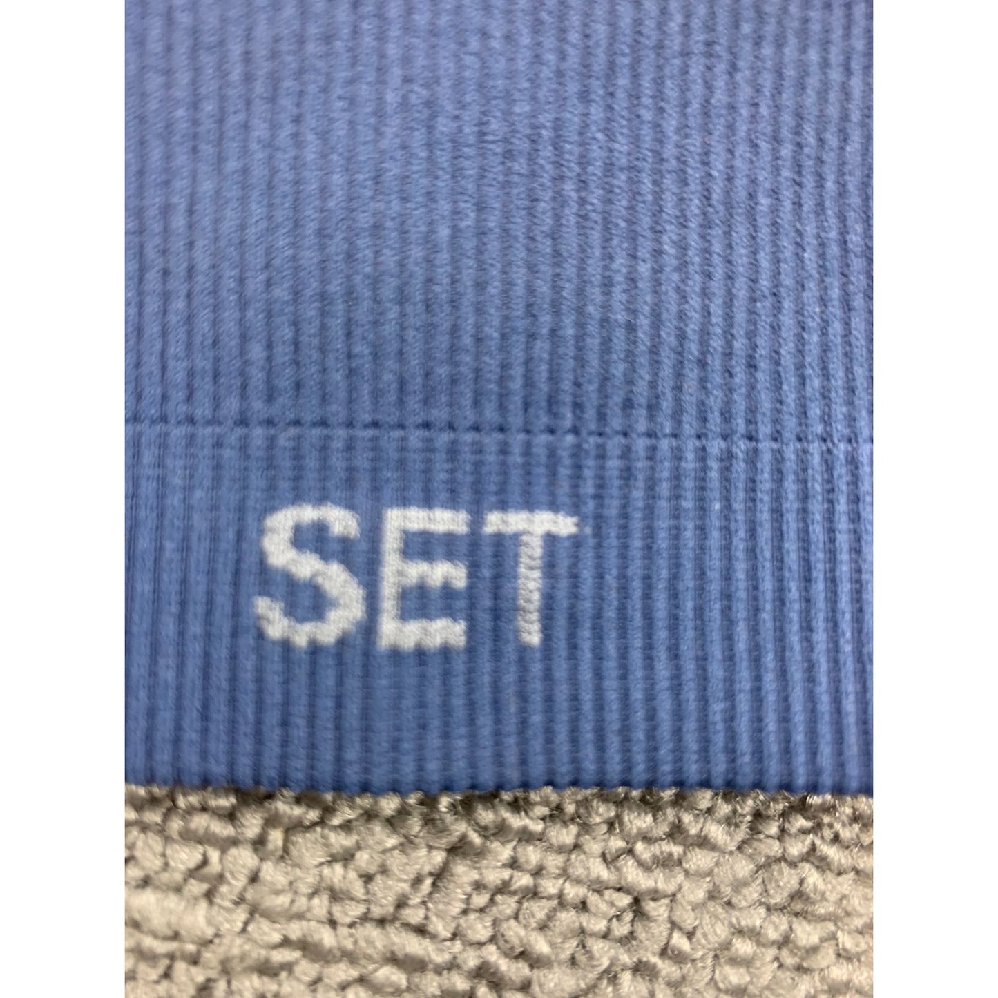 Set Active Women's Medium Blue Ribbed Activewear Sports Bra Leggings Set