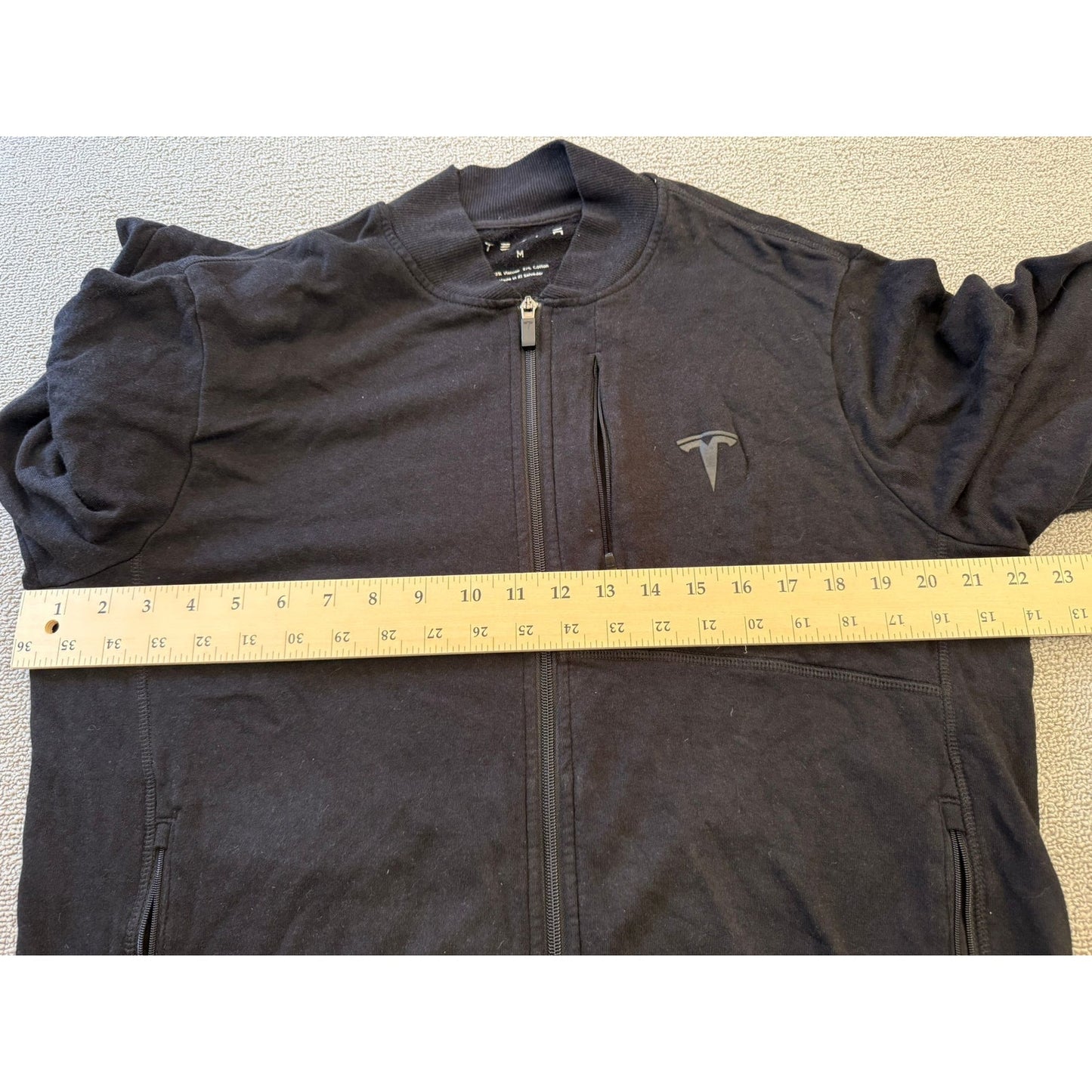Tesla Mens Medium Black Full Zip Bomber Light Weight Jacket