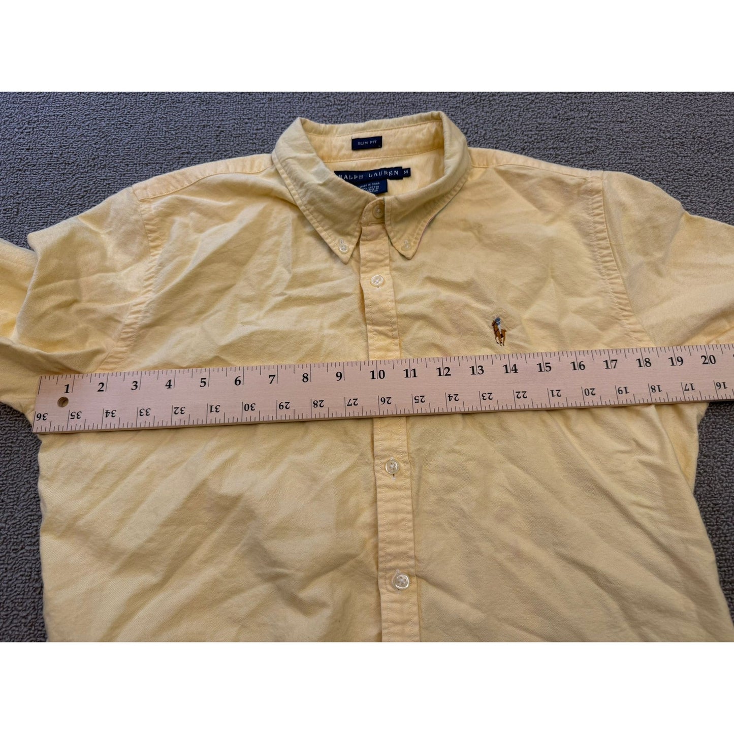 Ralph Lauren Men's 14 Vintage Oxford Yellow Long Sleeve Button Shirt
