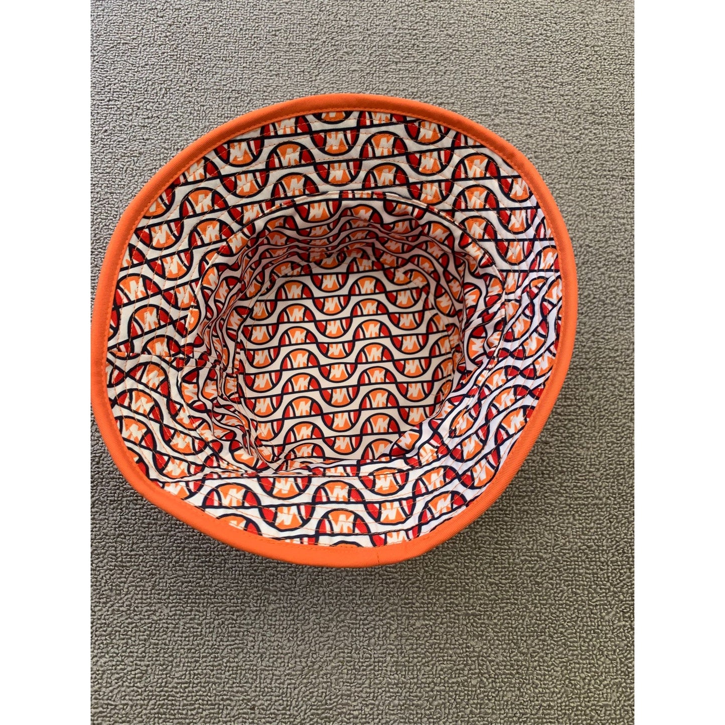 MICHAEL KORS Women One Size Orange Navy Logo Bucket Hat