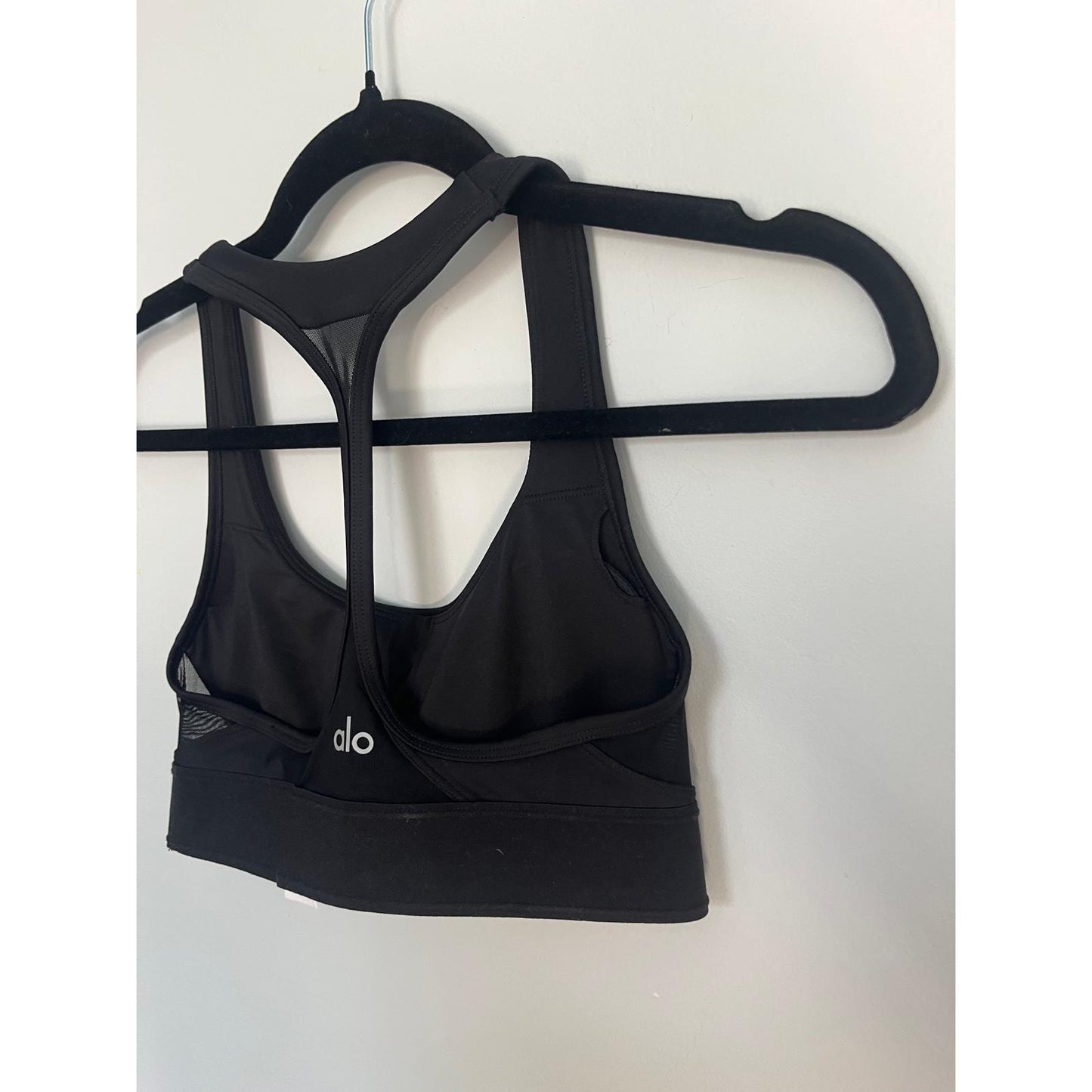 Alo Yoga Sports Bra Women XXS Black Mesh Back Racerback Supportive