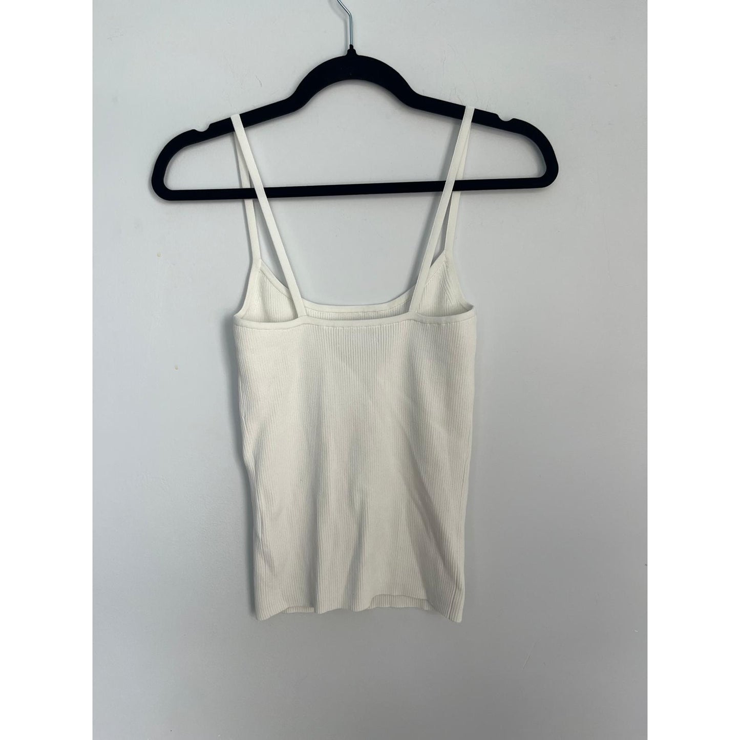Intermix Ribbed Knit Cami Top Women Small White Minimalist Summer Tank