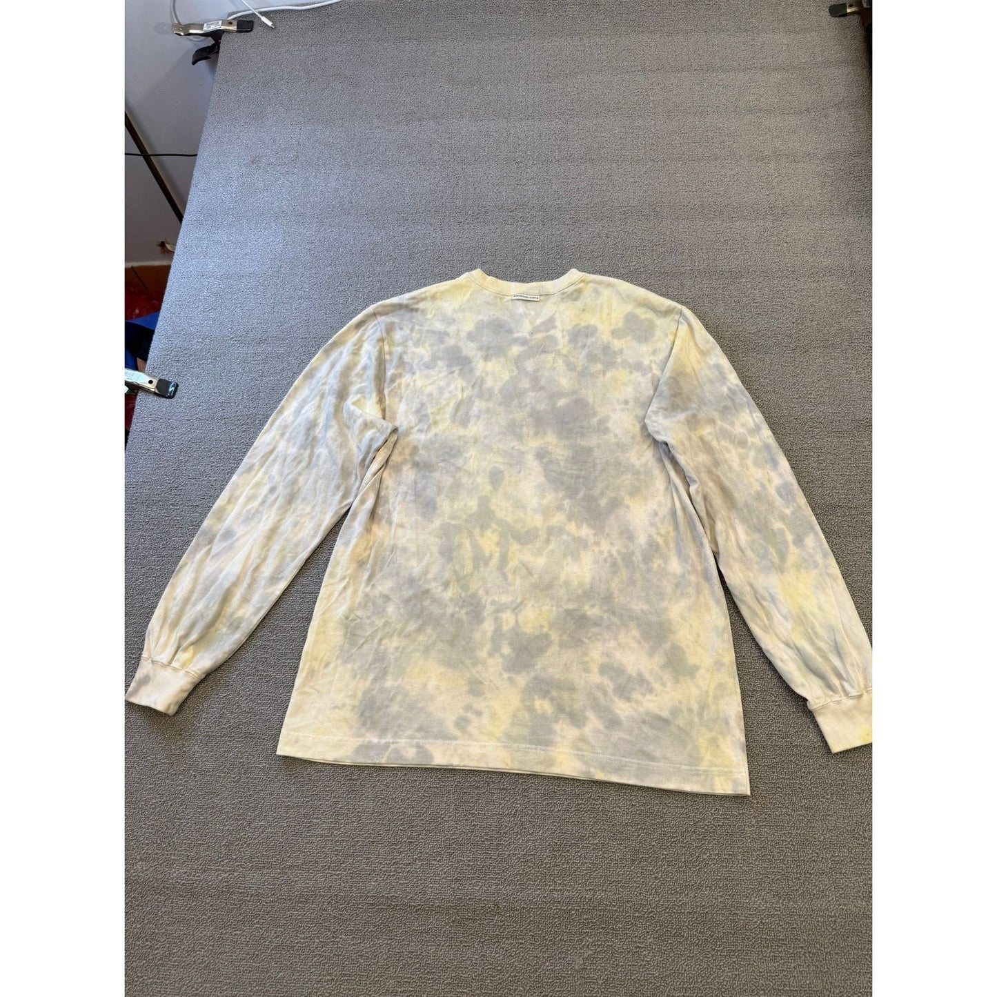 Alexander Wang Sample Mens Grey Cream Tie Dye Long Sleeve Shirt
