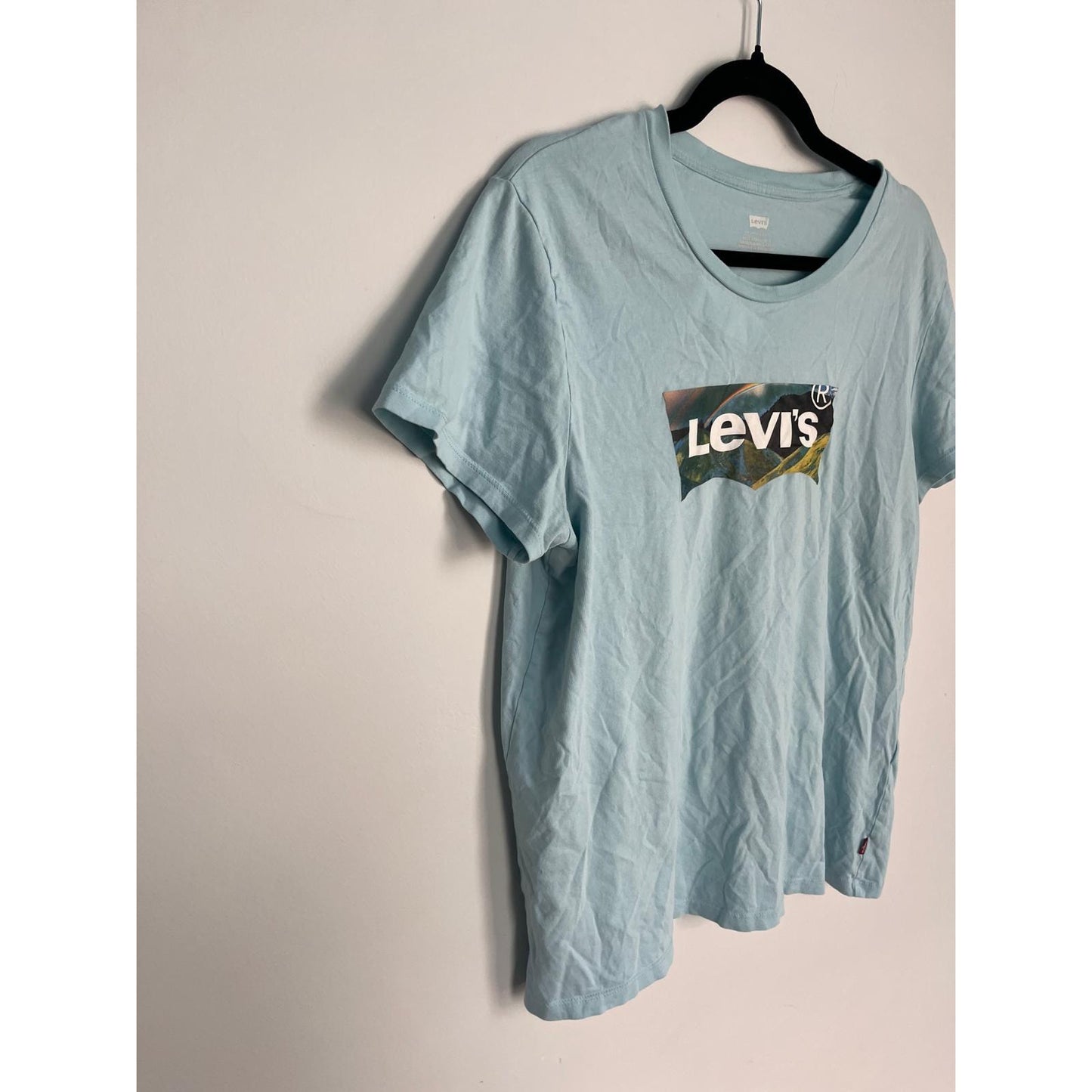 Levis Graphic T Shirt Women XL Blue Crewneck Logo Tee Lightweight Casual