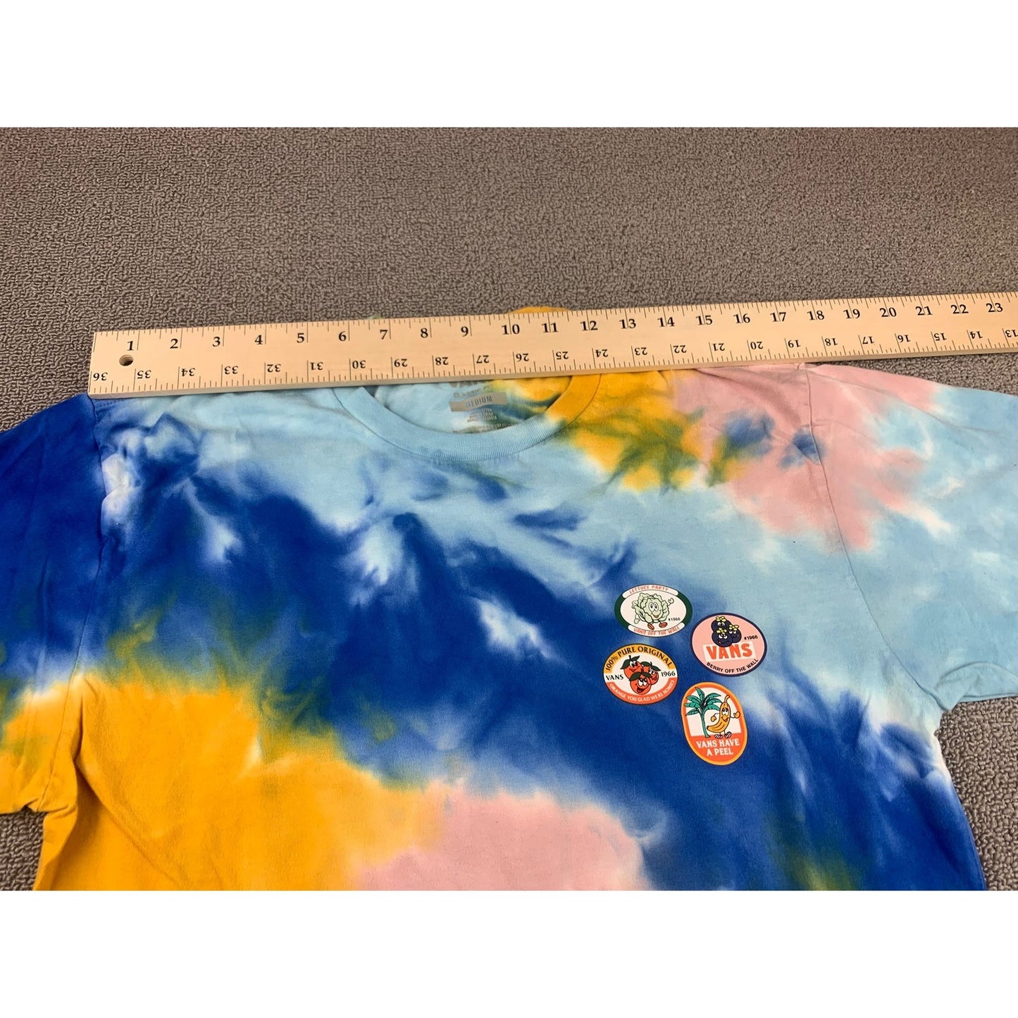 Vans Men's Medium Tie-Dye Blue Yellow Pink Graphic T-Shirt Classic Fit