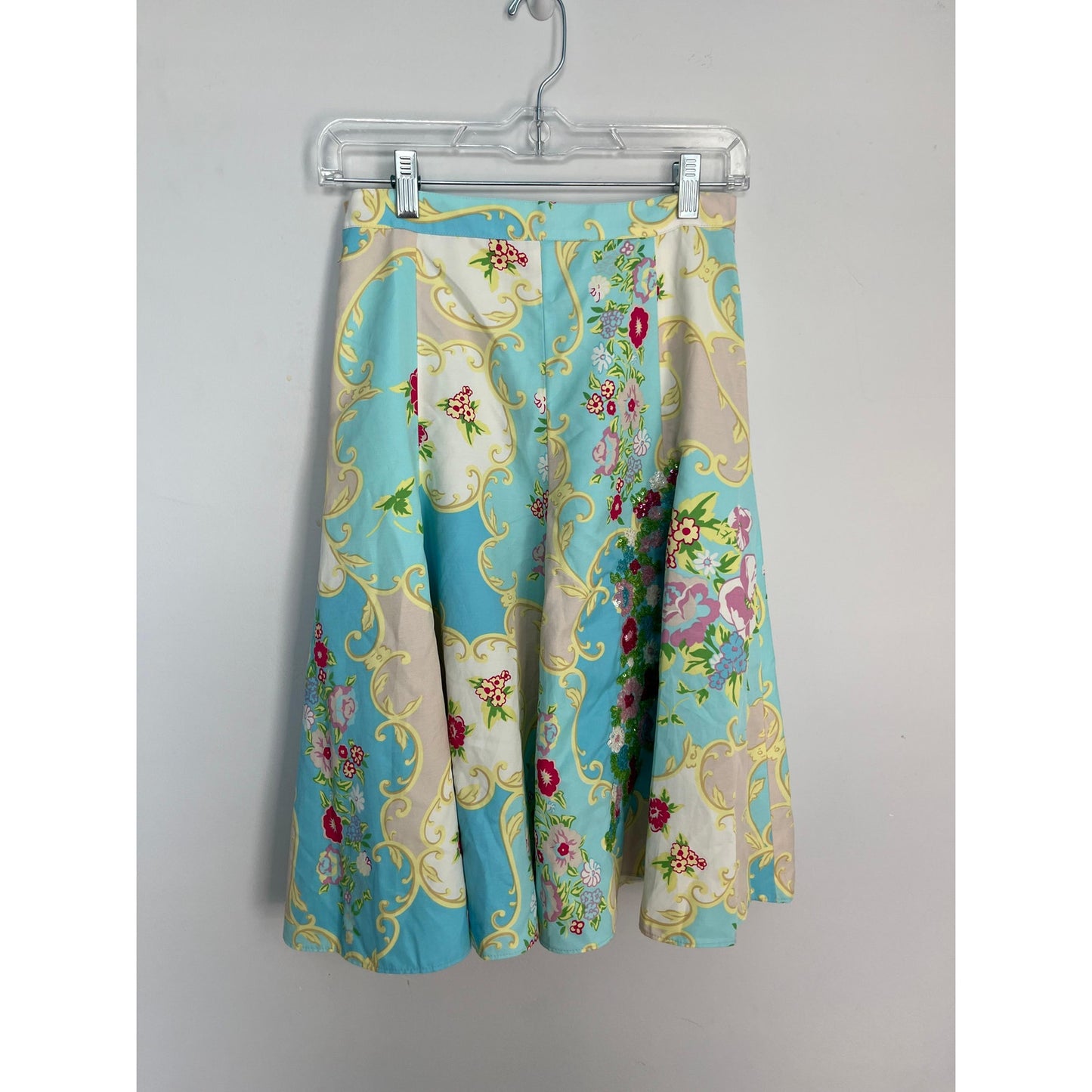 Blumarine Silk Floral Skirt Women IT40 D34 US4 Multicolor Midi Italy Made