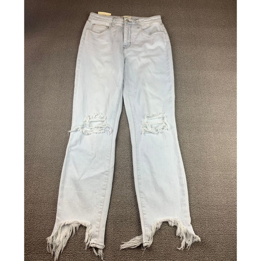 L‘Agence Women’s Sz 27 White Distressed Fringe High Rise High Line Skinny Jeans