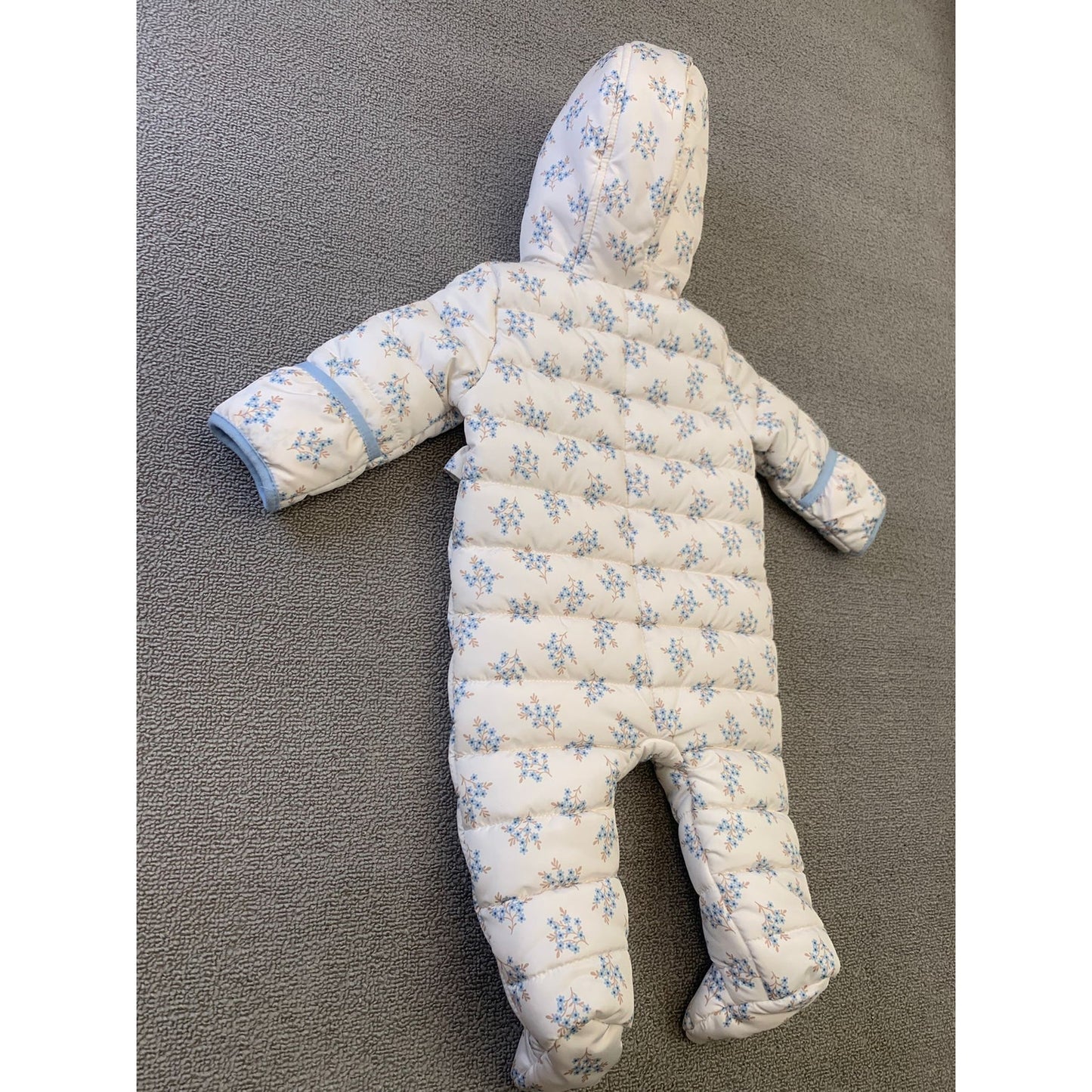 Nicole Miller Baby 3/6M White Floral Ruffle Baby Snowsuit Bunting