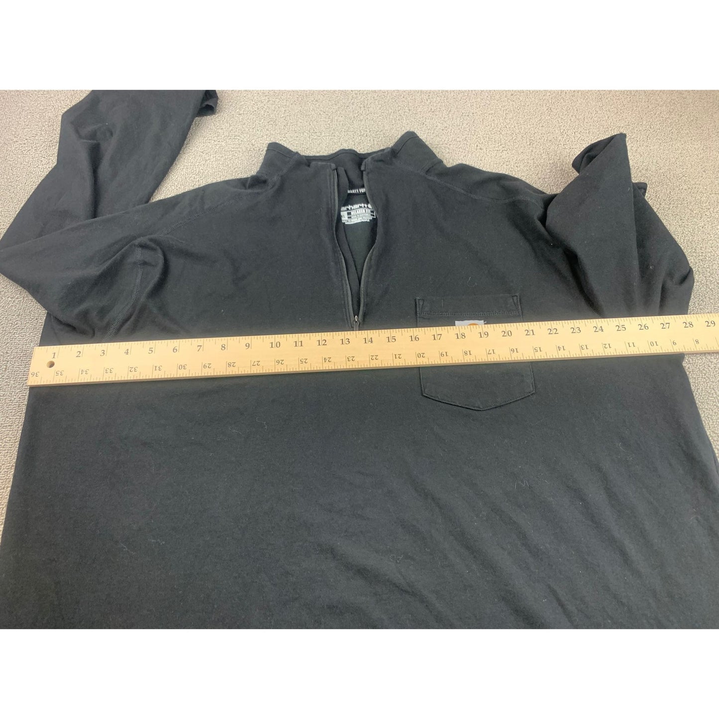 Carhartt Sweater Mens 2XL Black 1/4 Quarter Zip Performance Pullover Logo