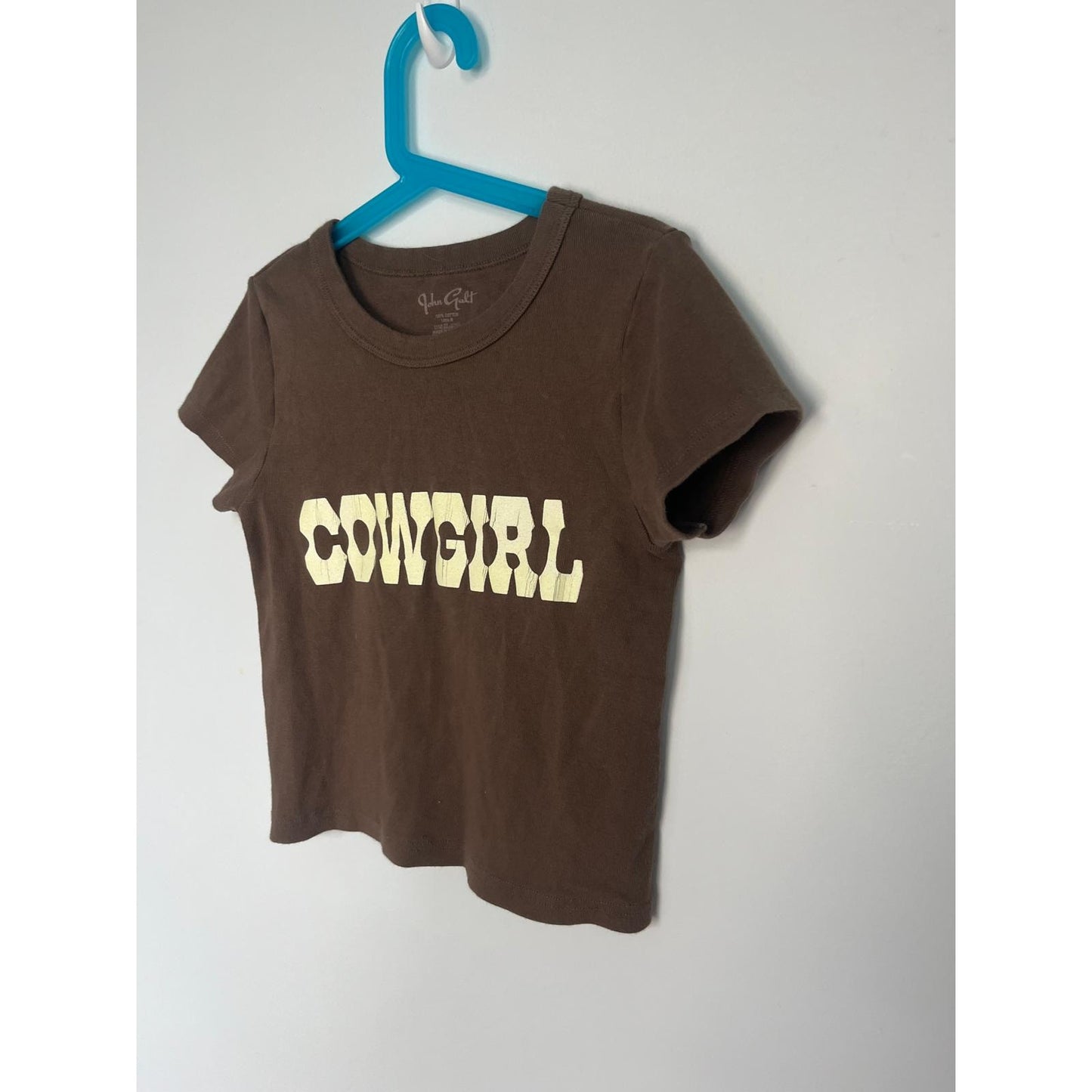 John Galt Cowgirl Graphic Tee Women Brown 2 Y2K Western Crop T Shirt