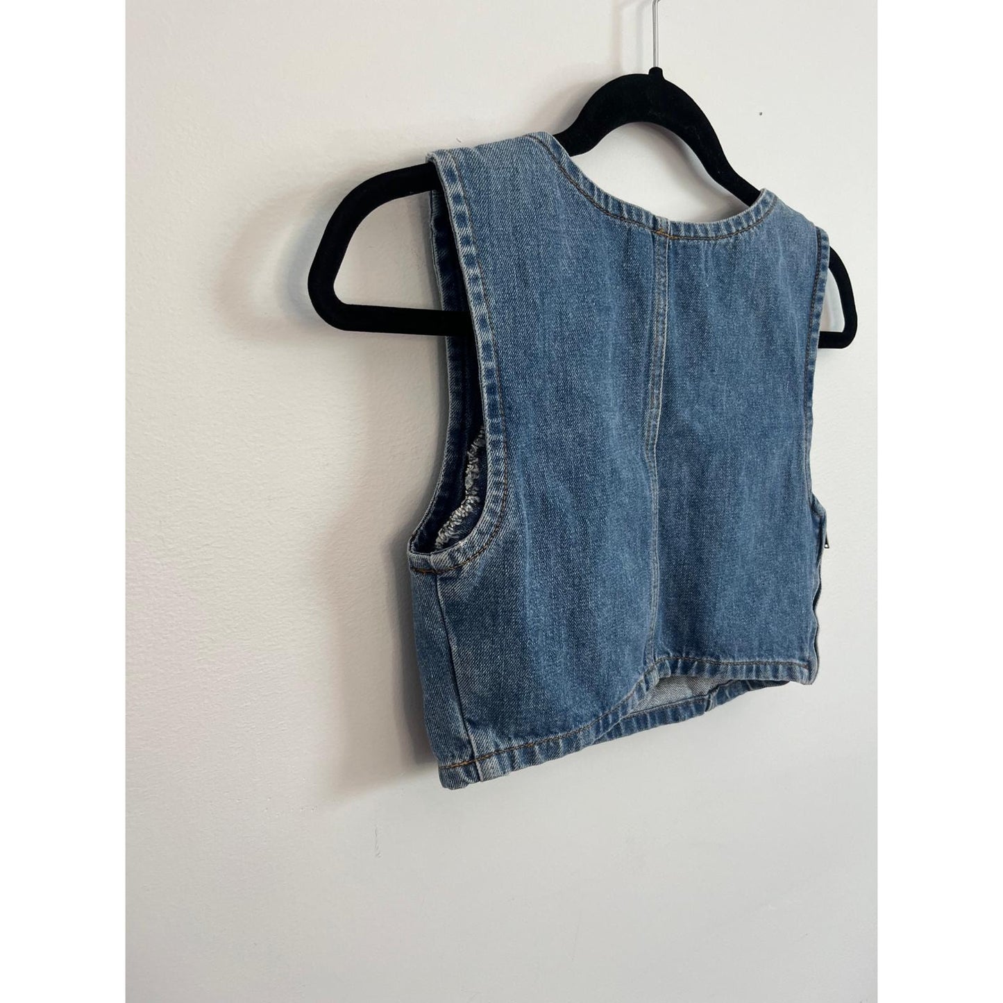 Reformation Denim Crop Top Women 0 Blue Square Neck Corset Stitch Tank