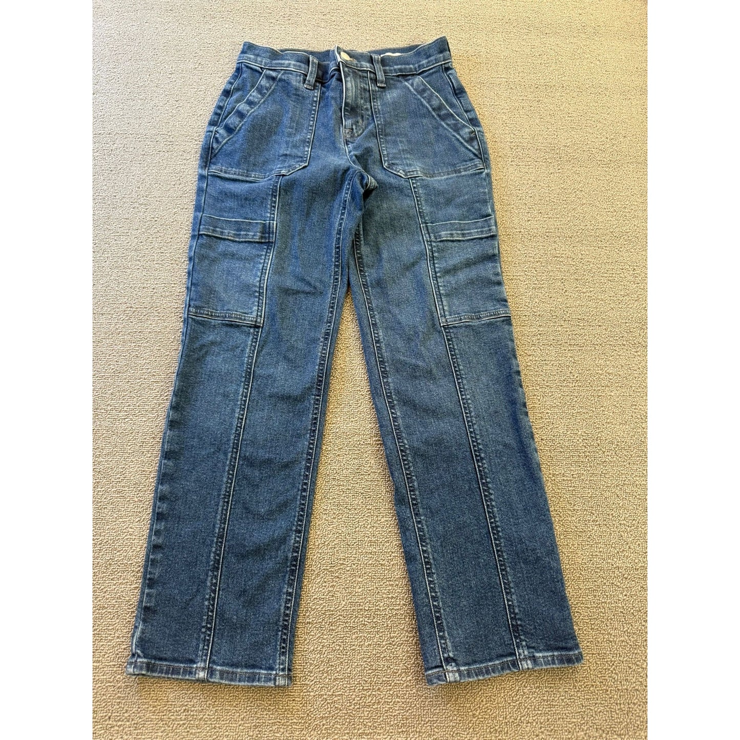 J.Crew Women's Size 25P Blue Straight Leg Cargo Jeans