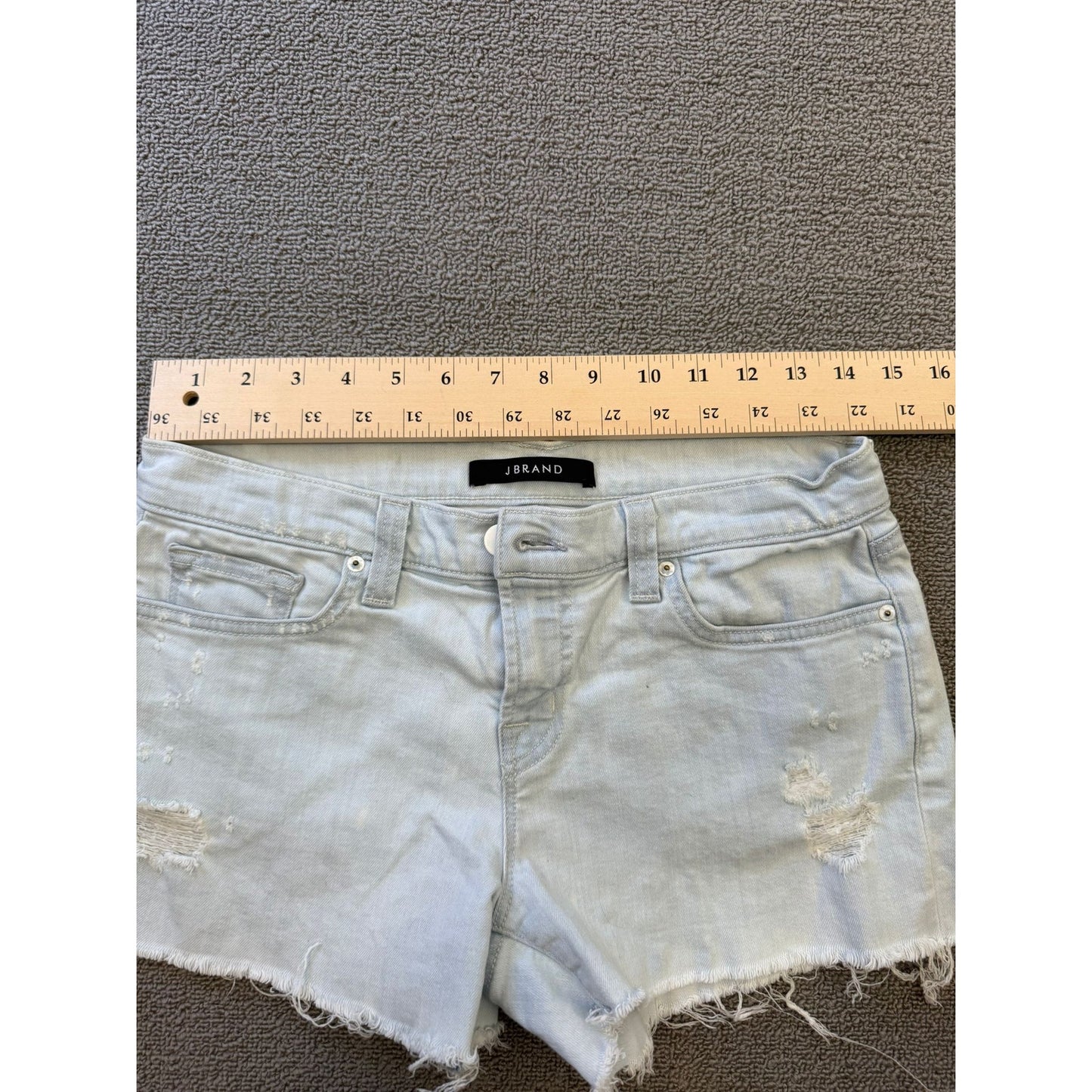J Brand Womens Size 26 Light Wash Distressed Denim Shorts Frayed Hem Cutoff