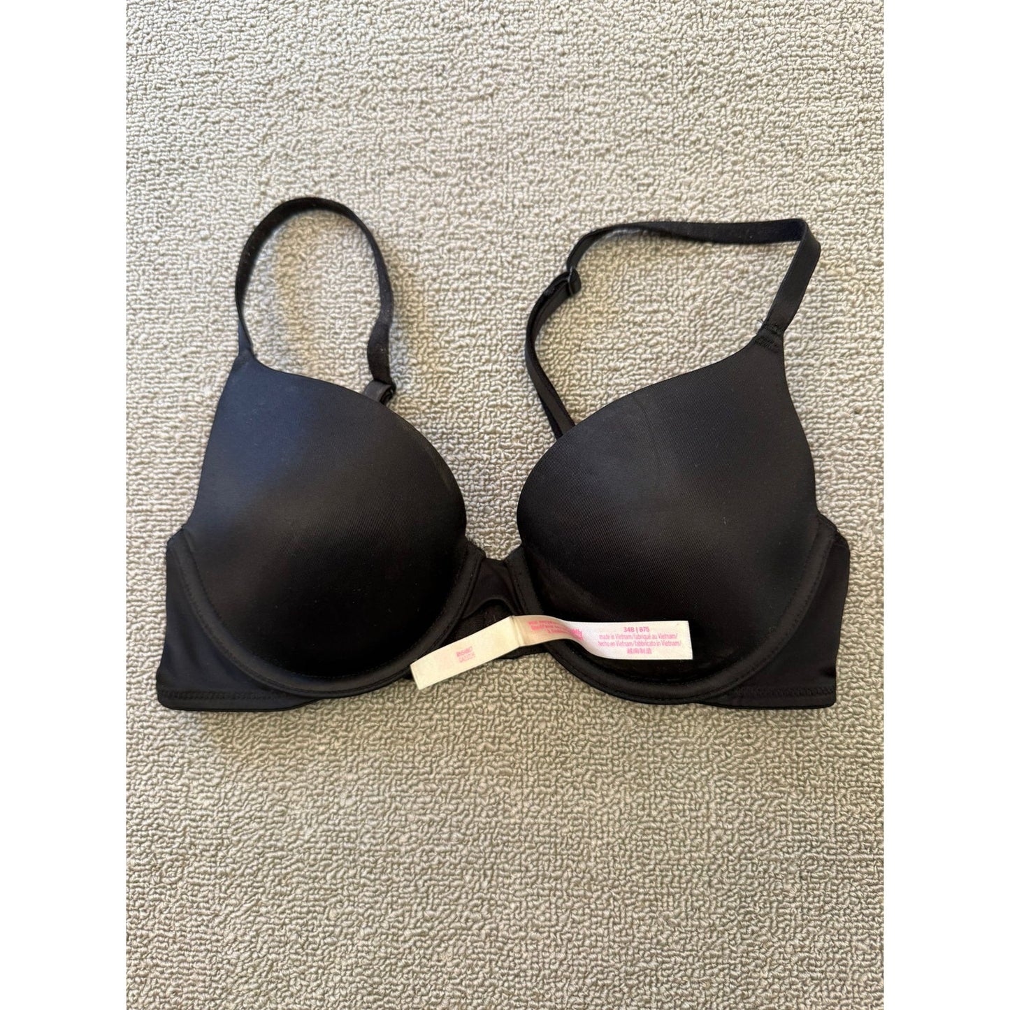 PINK Victoria's Secret Size 34B Black Push-Up Bra  Underwire Padded Lingerie