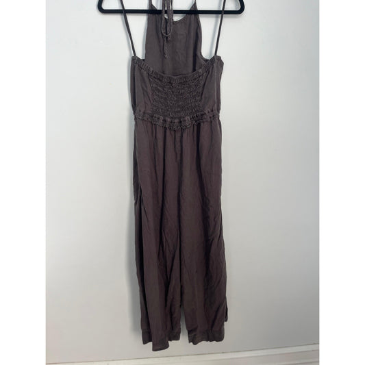 Bella Dahl Jumpsuit Women Small Gray Smocked Waist Sleeveless Wide Leg