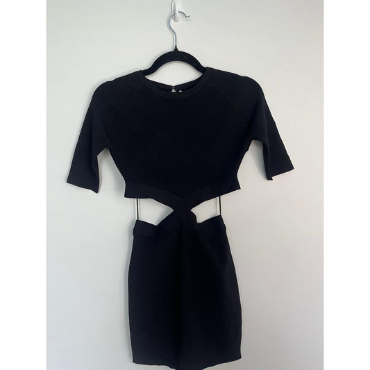 Endless Rose Cutout Bodycon Mini Dress Women Small Black Short Sleeve NWT