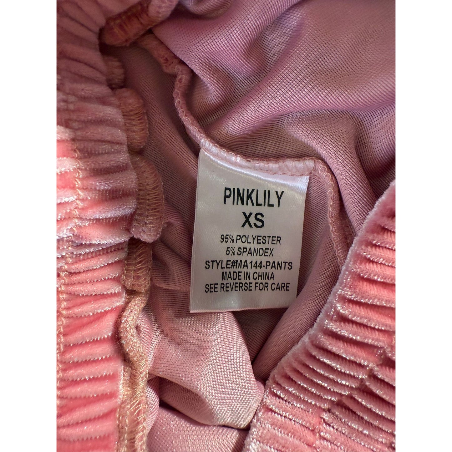 Pink Lily Women’s Pink Velvet Pajama Set XS