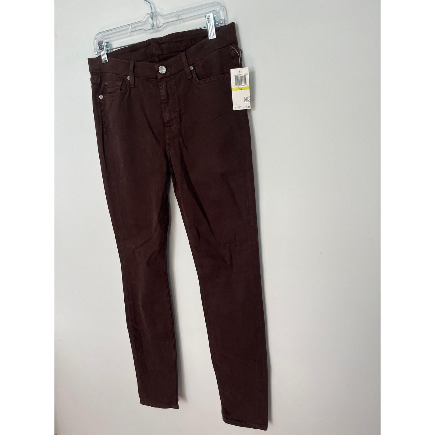 7 For All Mankind Skinny Pants Women 30 Dark Brown Velvet Stretch NWT