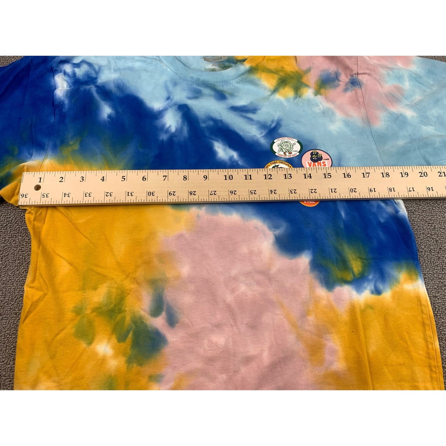 Vans Men's Medium Tie-Dye Blue Yellow Pink Graphic T-Shirt Classic Fit