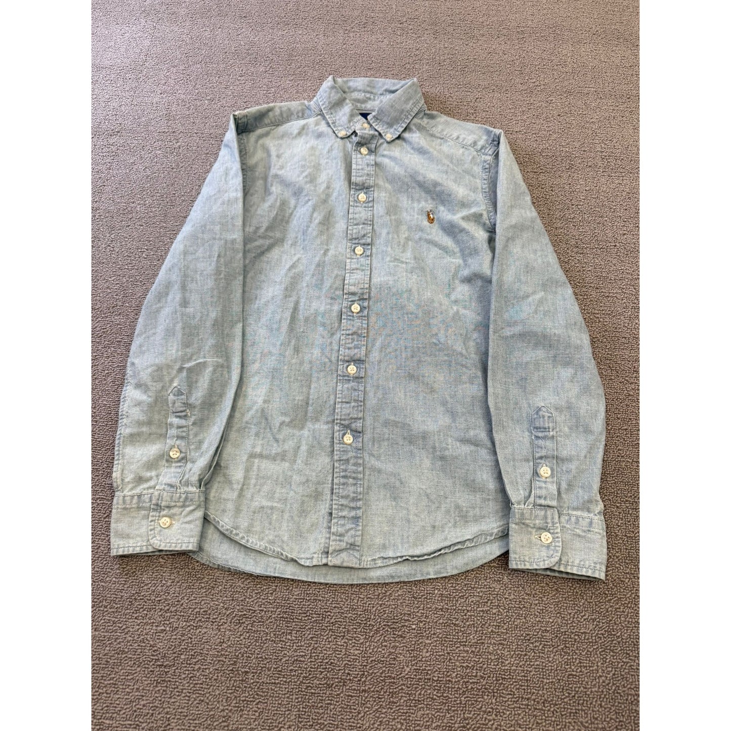Ralph Lauren Men's 16 Blue Button-Down Chambray Shirt