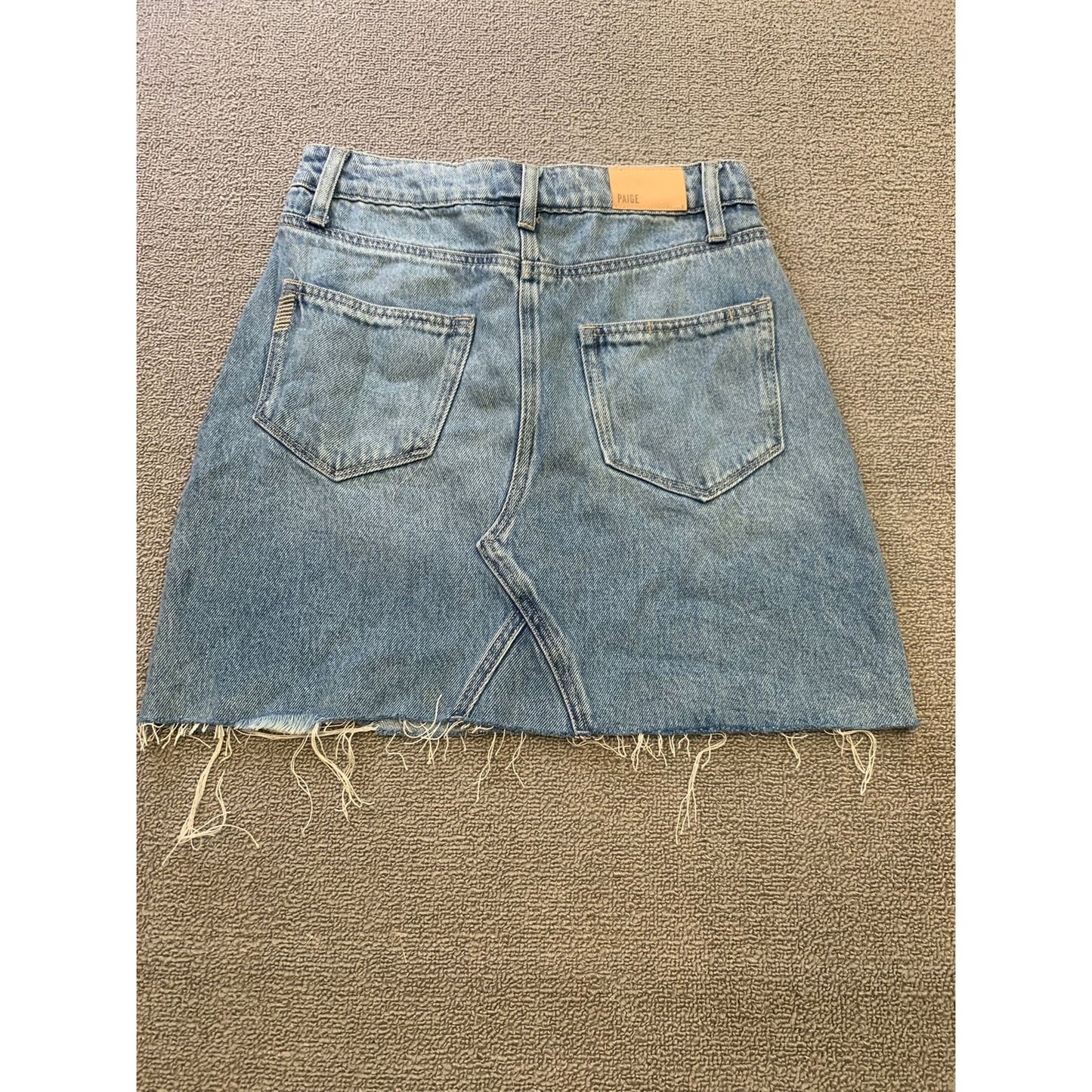 Paige Women 25 Blue Distressed Raw Hem Denim Mini Skirt