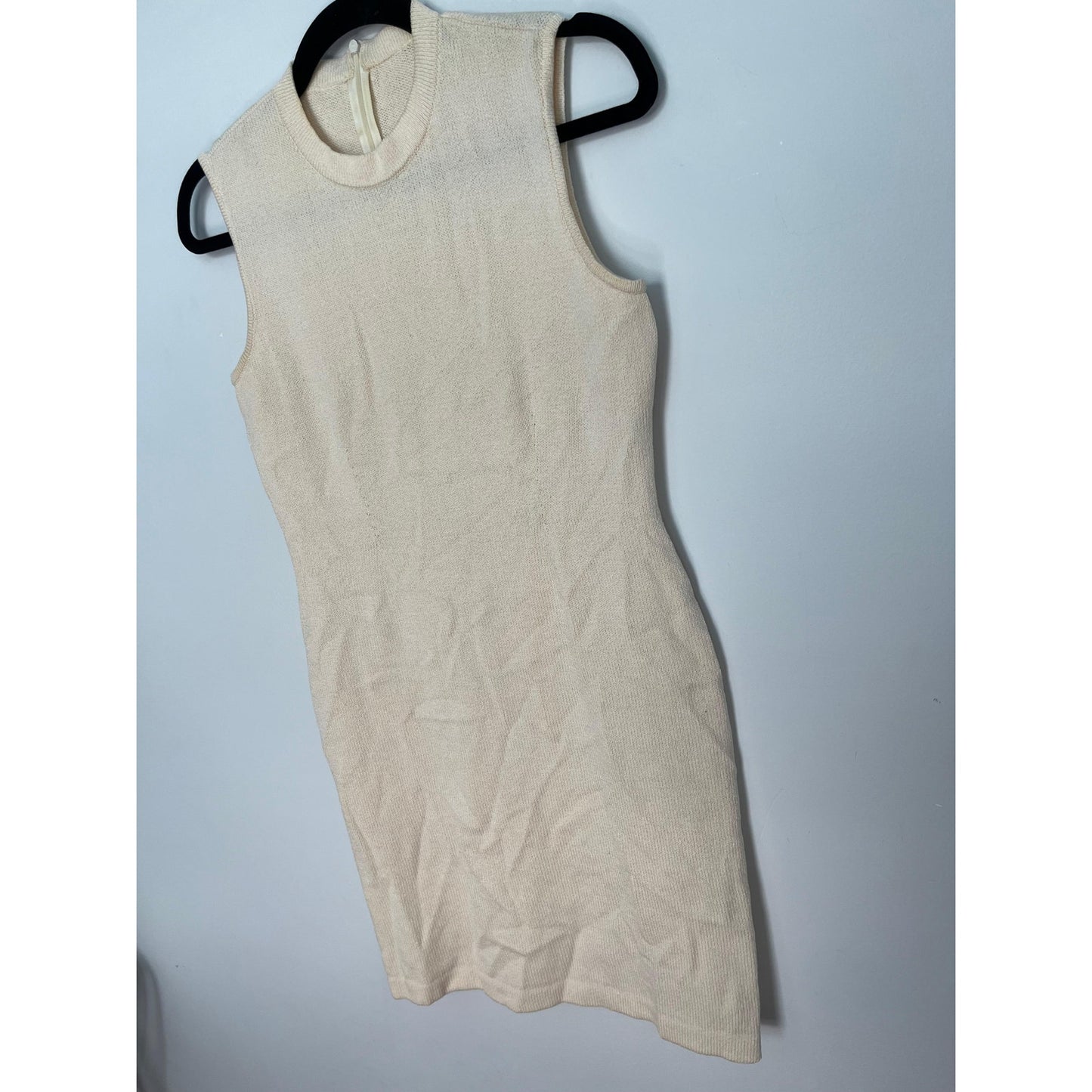 St John Basics Sleeveless Knit Dress Women 2 Beige Minimalist Mod Sheath