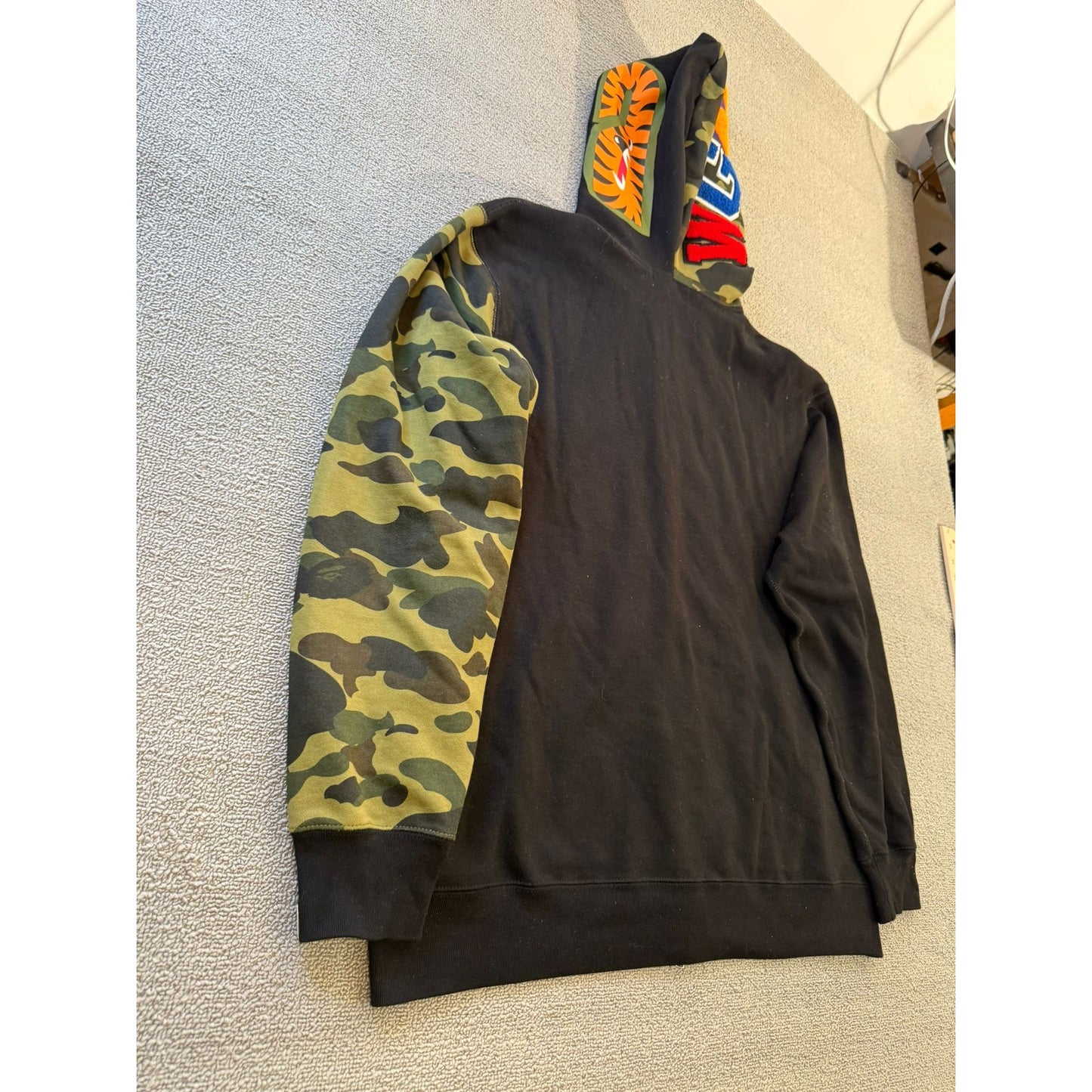 A Bathing Ape BAPE Mens Shark Hoodie 2XL Black Camo Full Zip Jacket