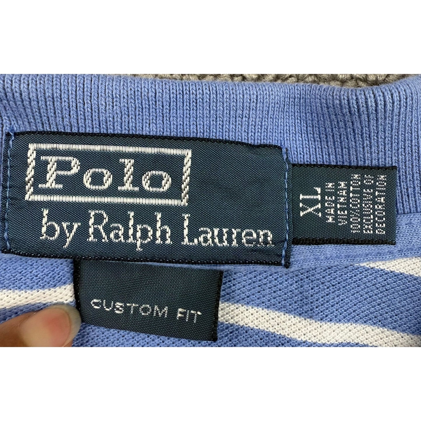 Polo By Ralph Lauren Mens XL Blue Striped Custom Fit Shirt