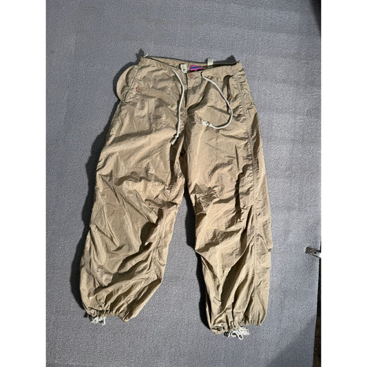 Edikted Beige Women Medium/Large Nylon Drawstring Cargo Jogger Pants