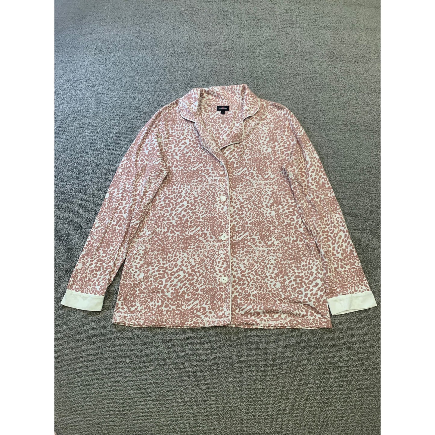 Cosabella Women's Small Pink White Leopard Print Pajama Set Two Piece