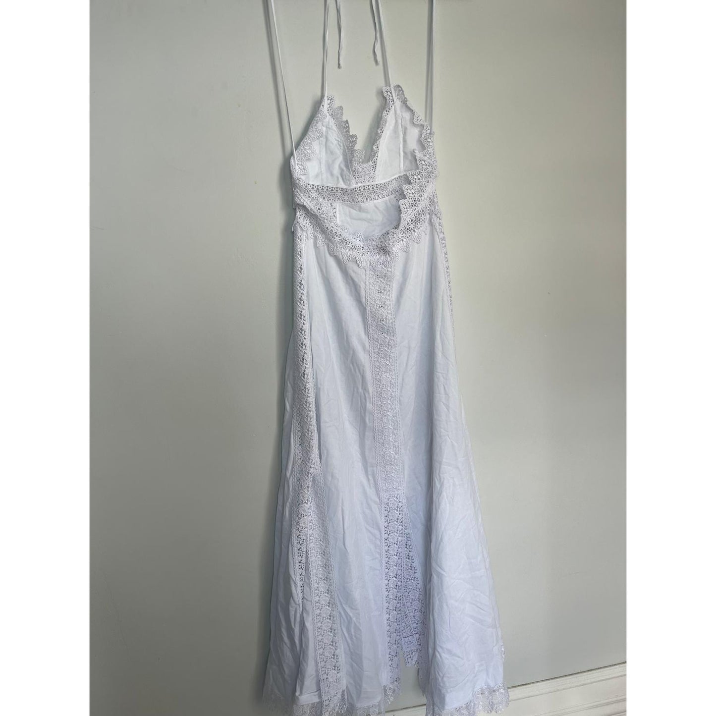 Charo Ruiz Ibiza Lace Maxi Dress Women XS White Boho Eyelet Summer Beach