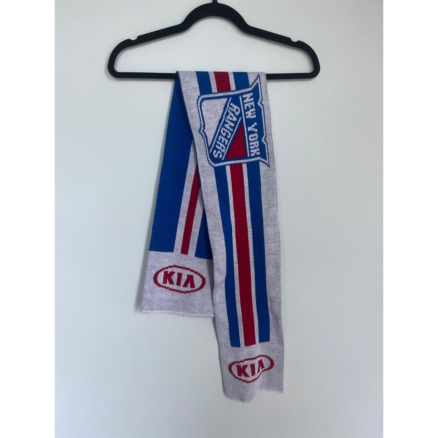 New York Rangers Scarf Men One Size Blue Red White Knit Logo KIA Promo NHL