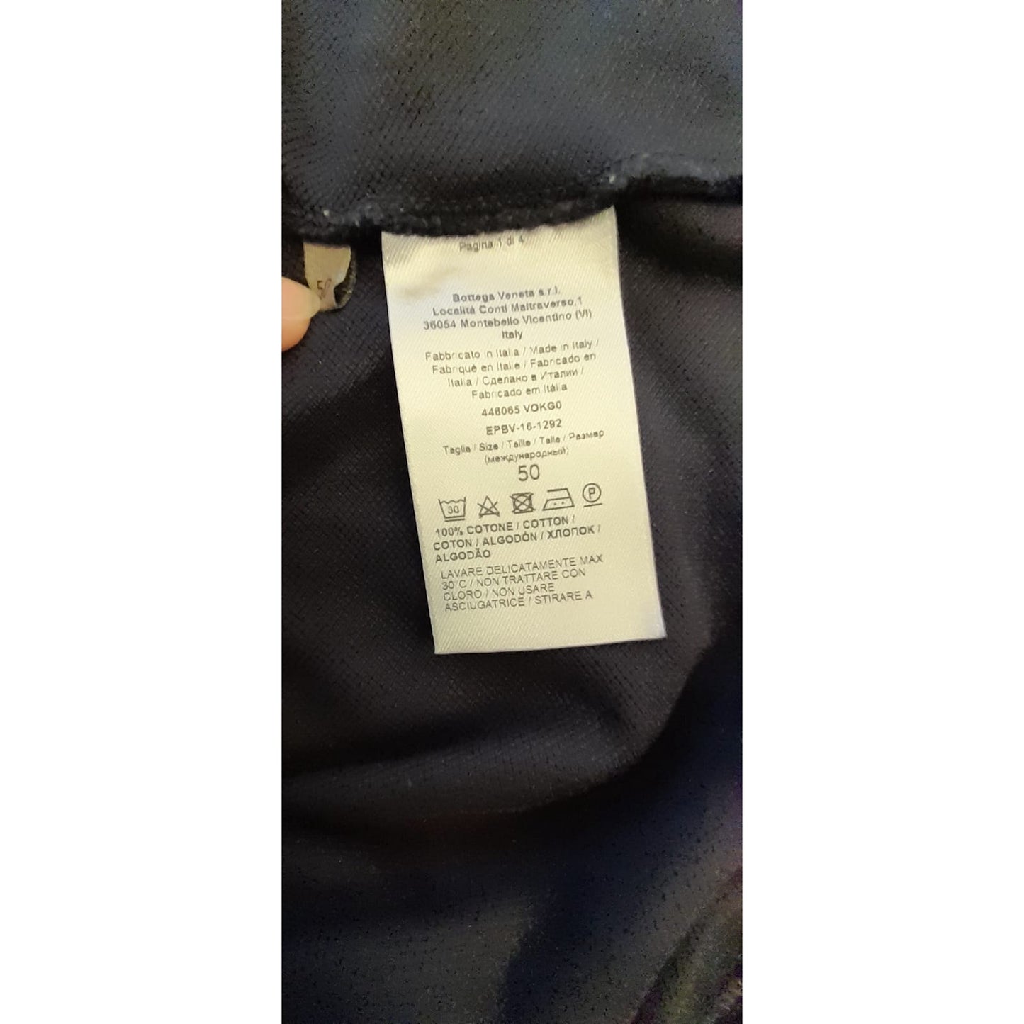 Bottega Veneta Mens 50 Black Polo Shirt Blue Trim Made In Italy