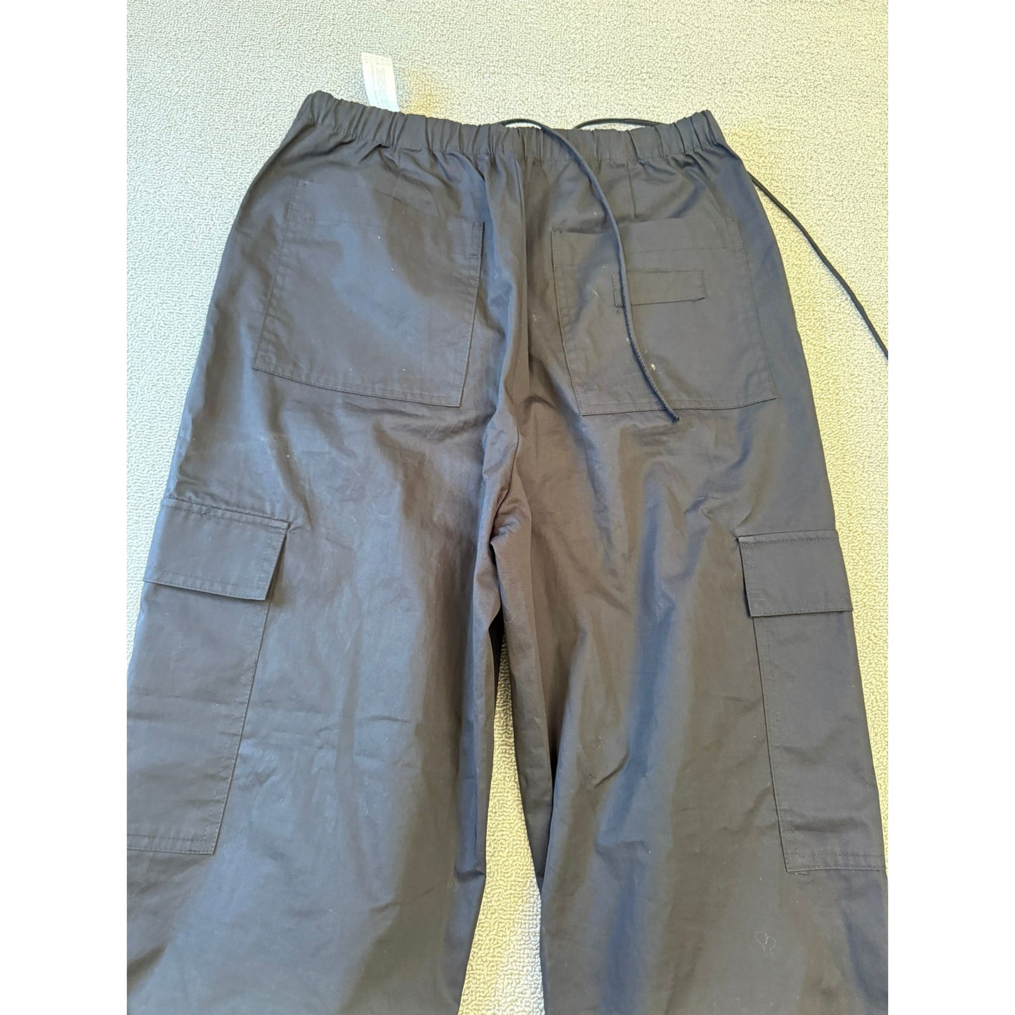 ZARA Women's Parachute Cargo Pants XS Black Wide Leg Drawstring Streetwear