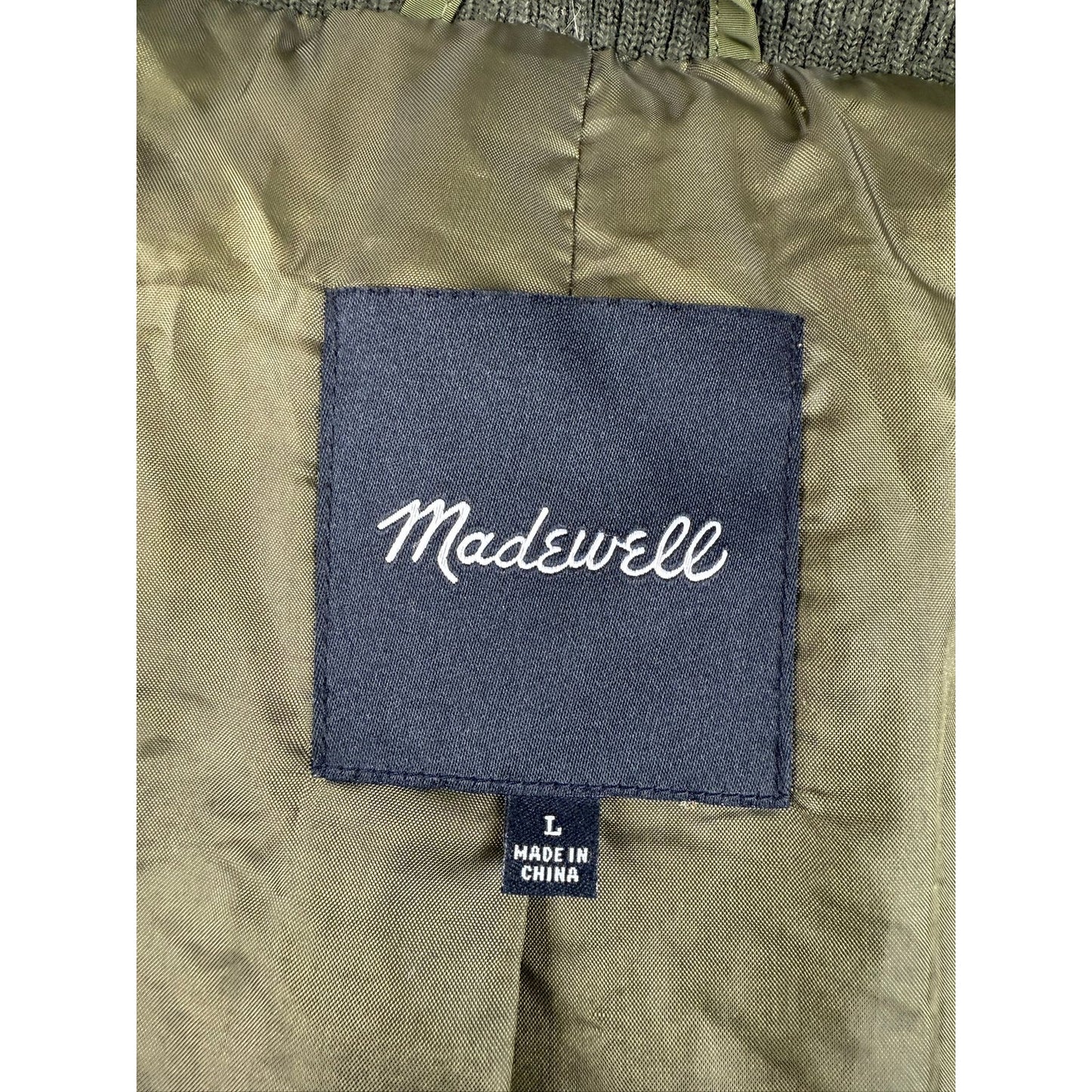 Madewell Women's Large Quilted Down Puffer Parka Green Jacket Coat