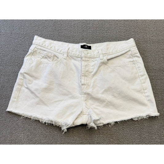 7 FOR ALL MANKIND Women Size 30 White Raw Hem Shorts