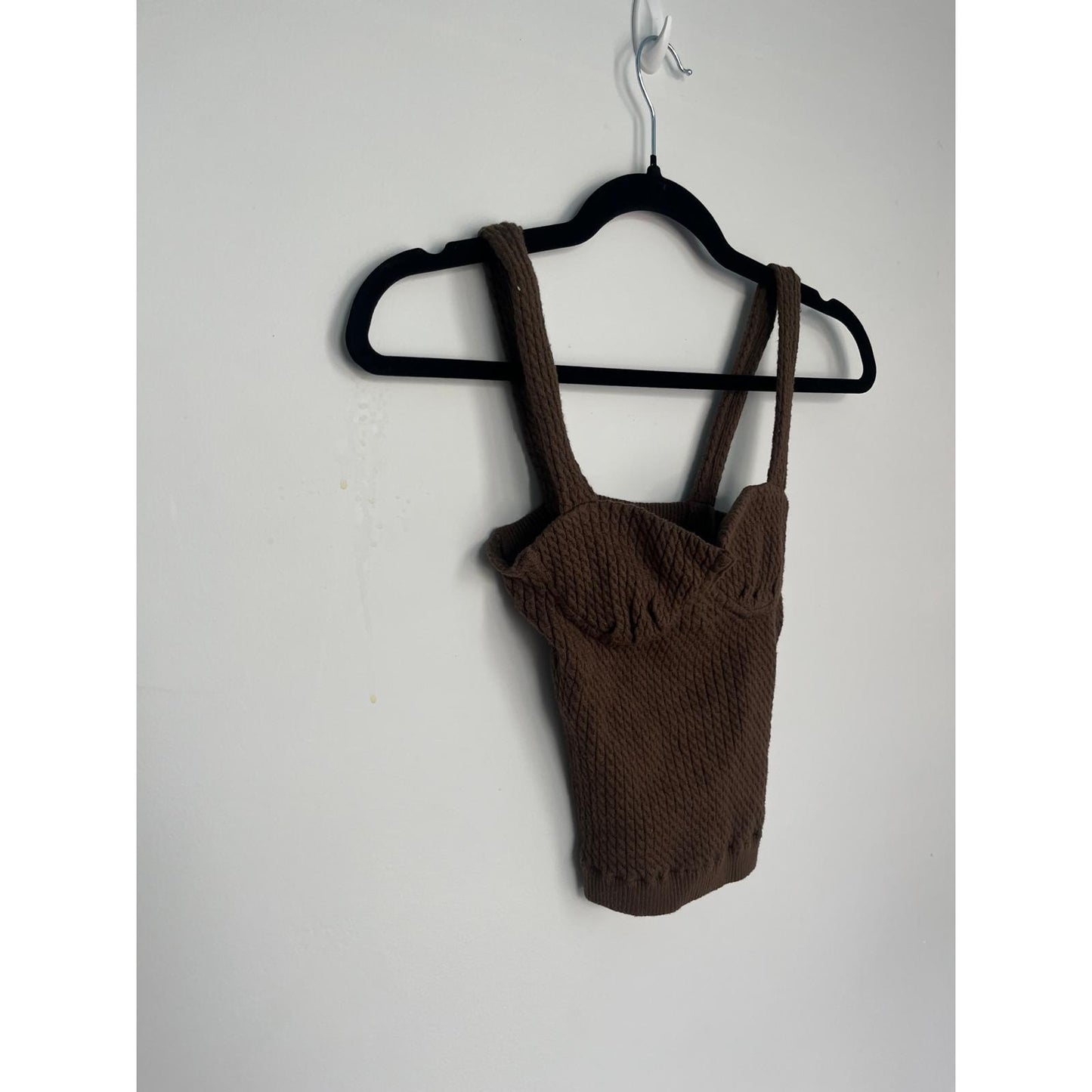 Danielle Bernstein Knit Tank Top Women XS Brown Cable Textured Bustier Style