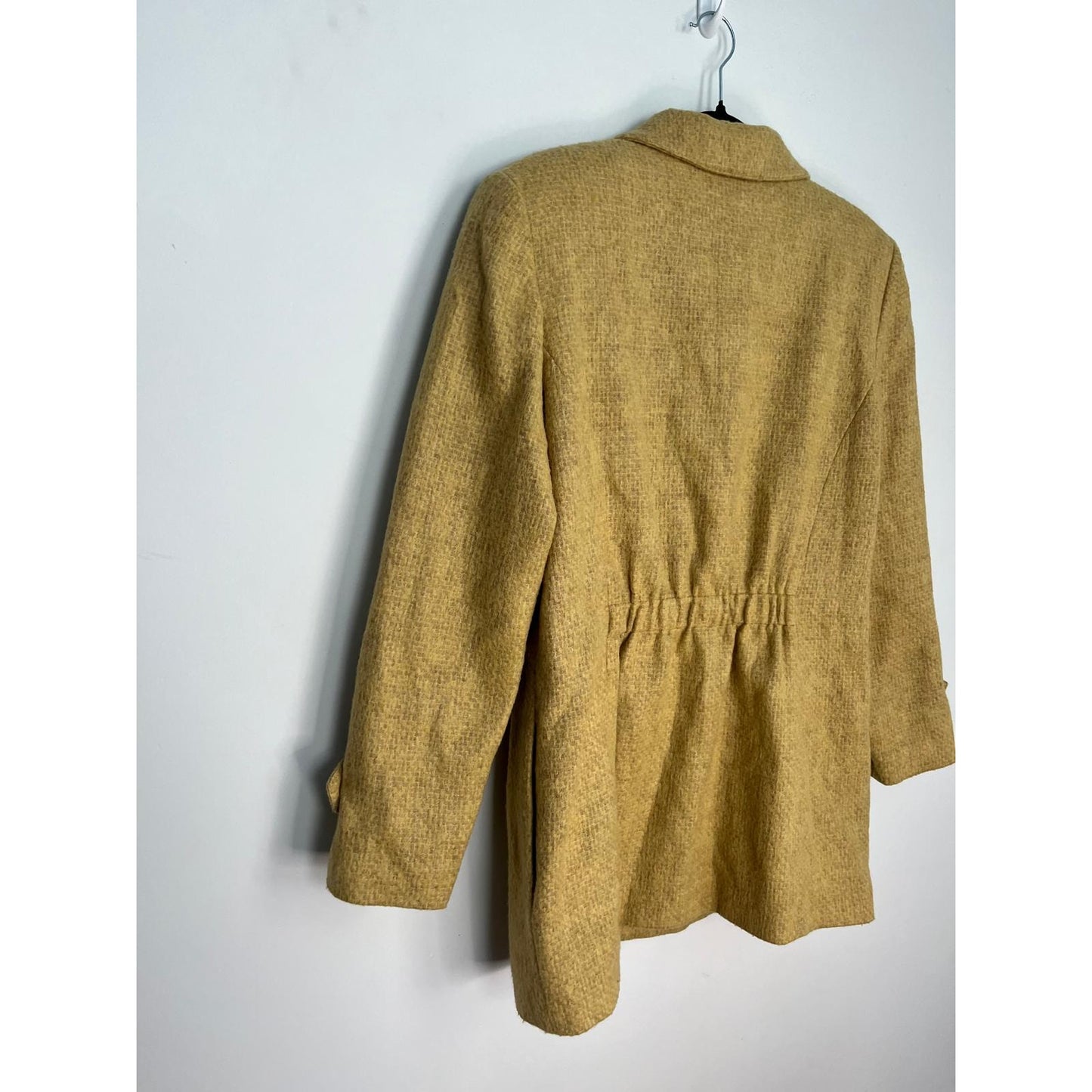 Bill Blass Vintage Blend Coat Women 12 Yellow Mohair Collared Lined Jacket