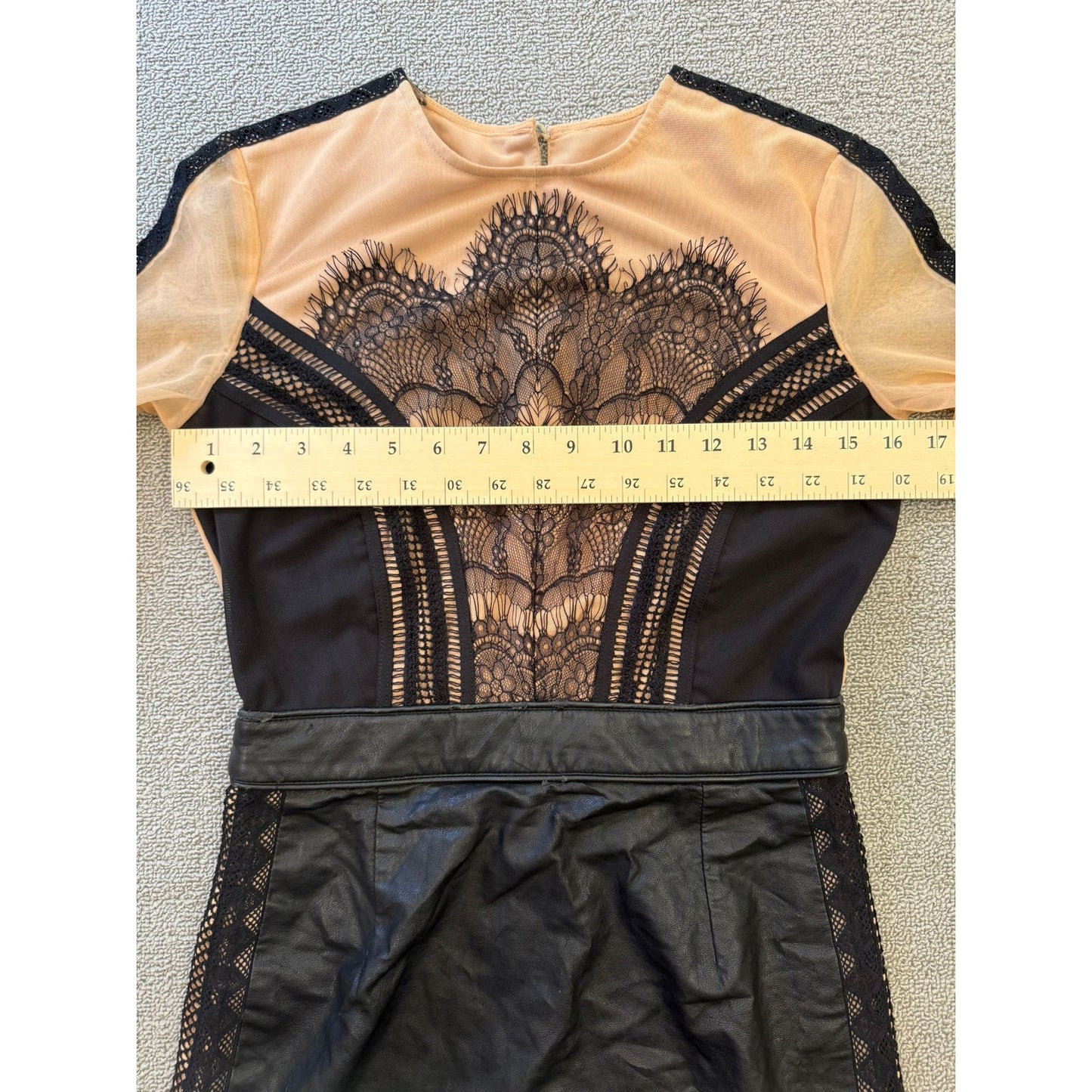 Self-Portrait Women's Wanderlust Mini Dress Black Nude Lace Sheer Long Sleeve
