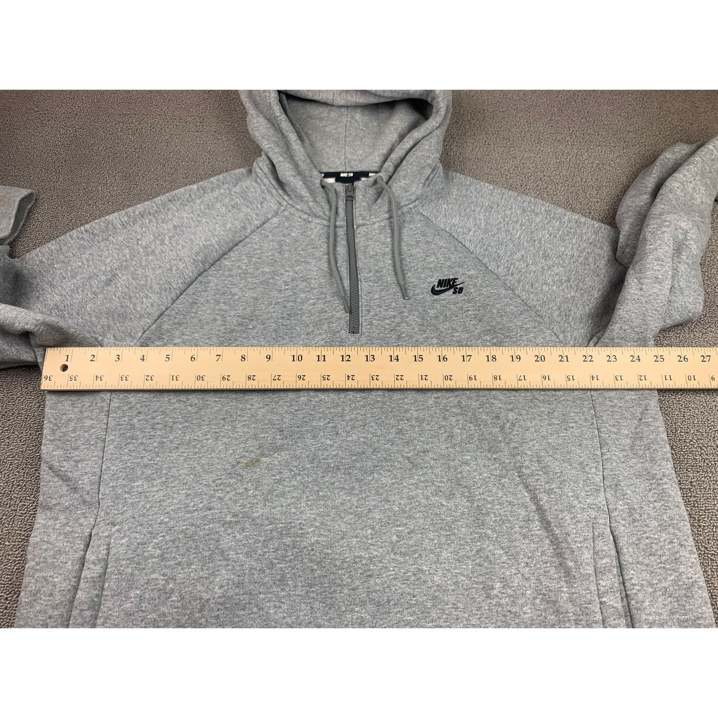 Nike SB Hoodie Icon Gray Quarter Zip Swoosh Logo Sweatshirt Men's XL