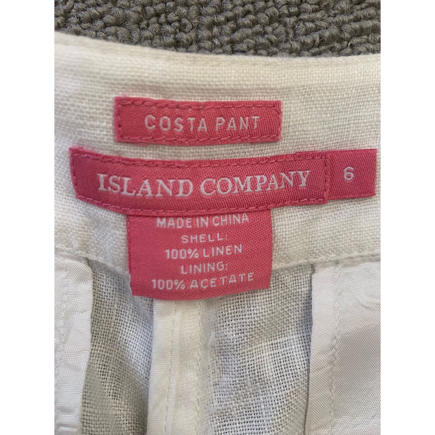 Island Company Women's 6 "Costa Pant" 100% Linen Pants