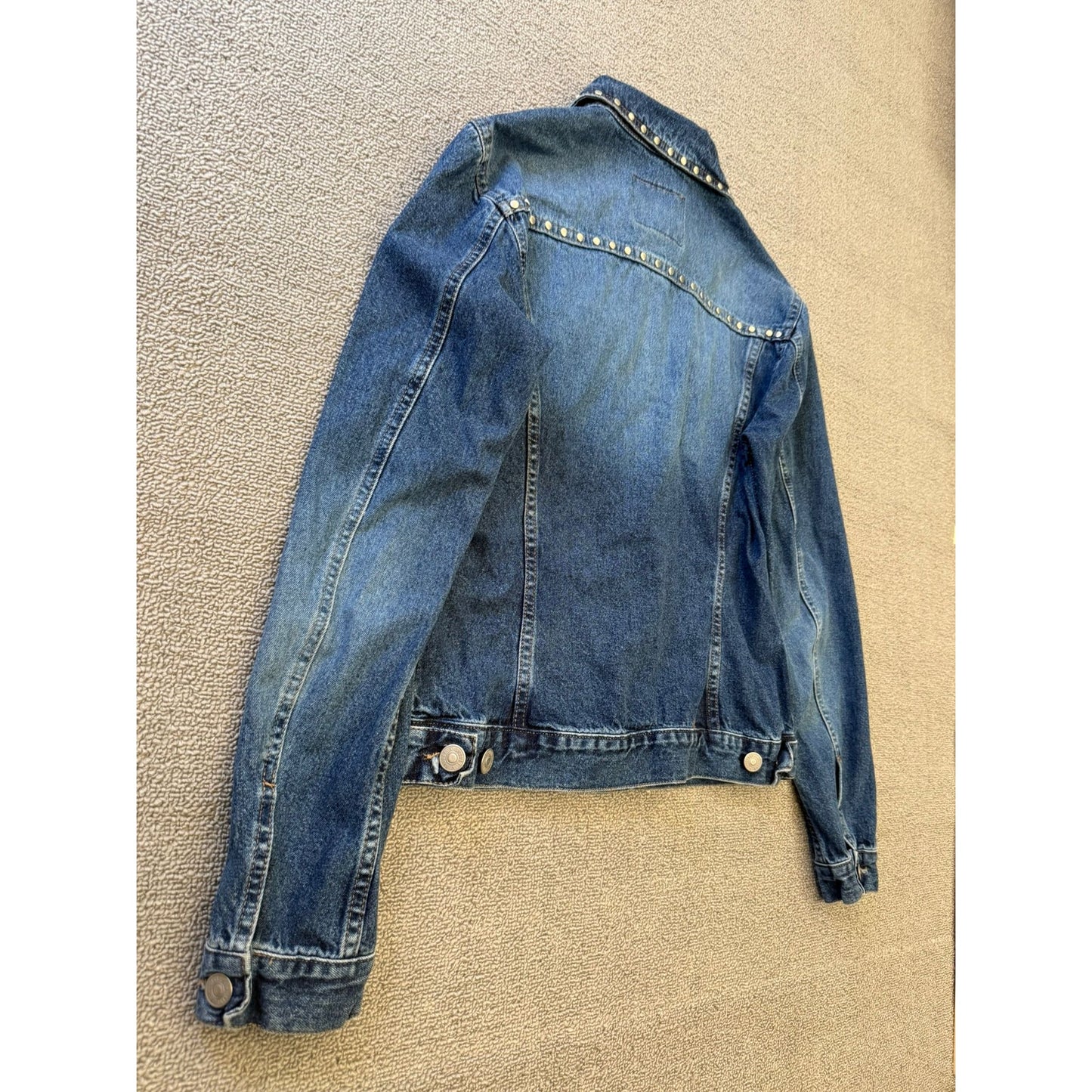 Sisley Blue Studded Denim Jean Jacket Women XS